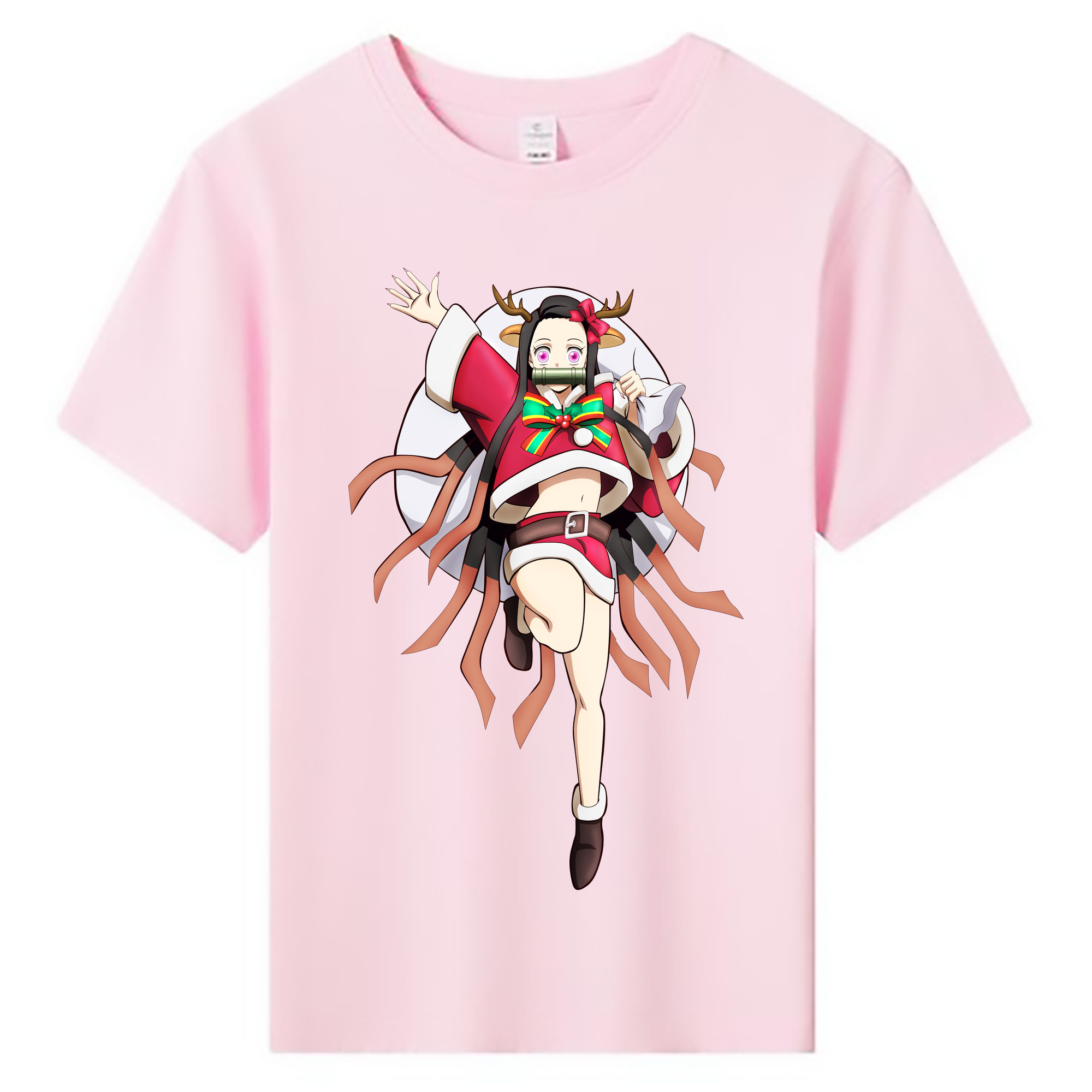 （画像用） 鬼滅の刃（きめつのやいば）竈門 禰󠄀豆子／かまど ねずこ Kamado Nezuko 綿100％キッズTシャツ（フロントプリント）