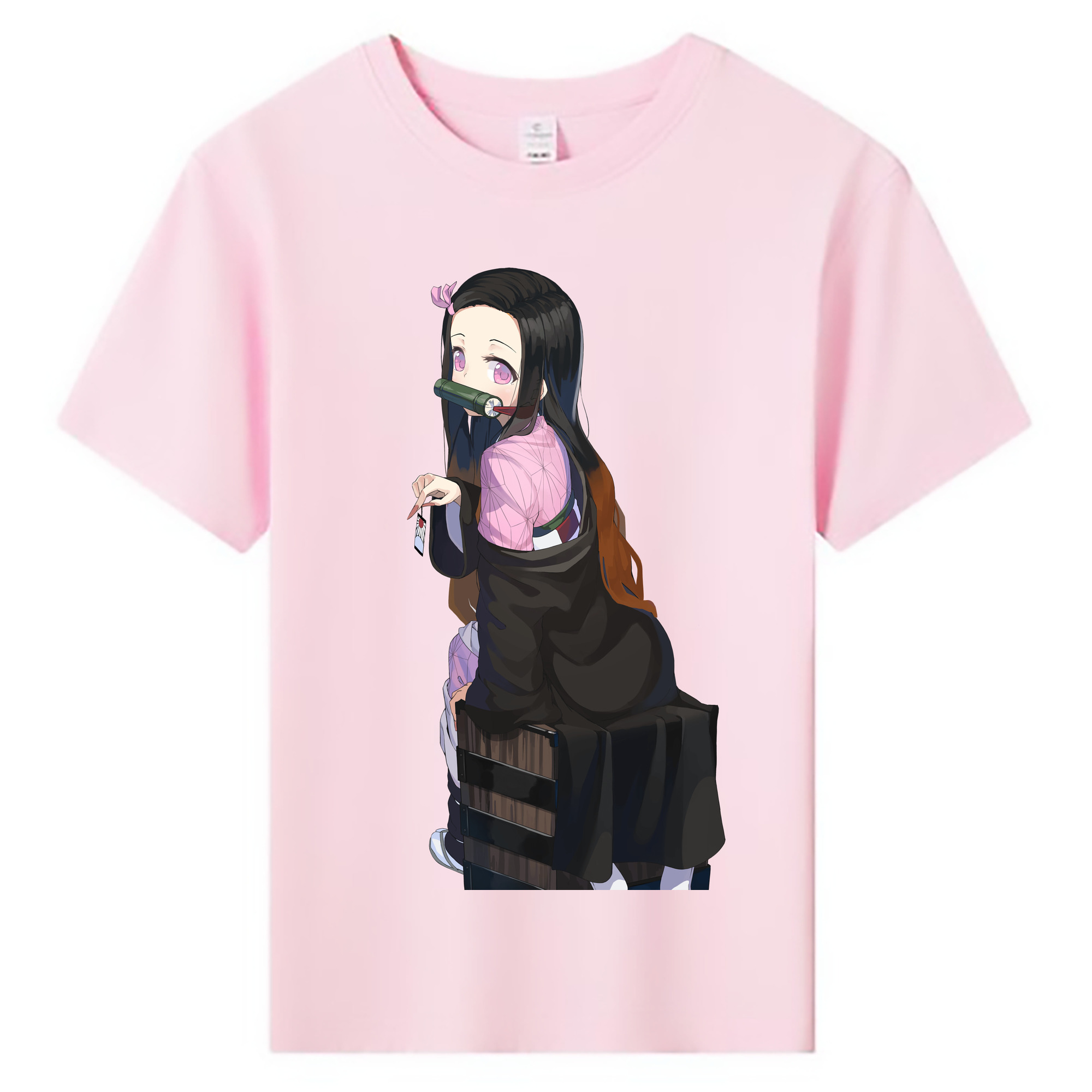 （画像用） 鬼滅の刃（きめつのやいば）竈門 禰󠄀豆子／かまど ねずこ Kamado Nezuko 綿100％キッズTシャツ（フロントプリント）