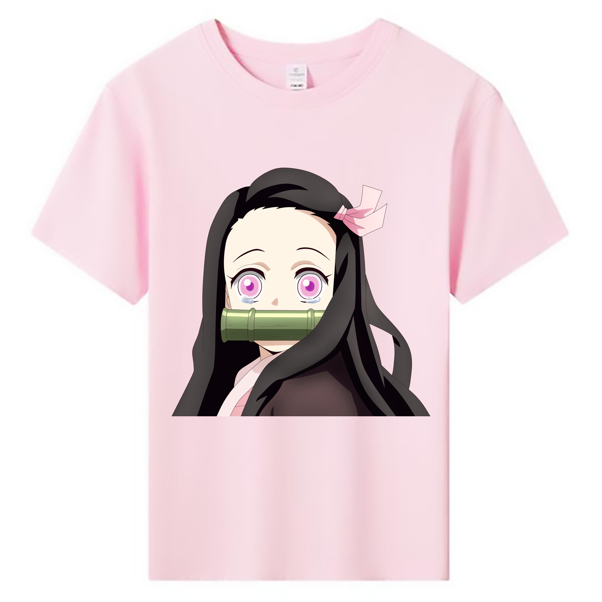 （画像用） 鬼滅の刃（きめつのやいば）竈門 禰󠄀豆子／かまど ねずこ Kamado Nezuko 綿100％キッズTシャツ（フロントプリント）