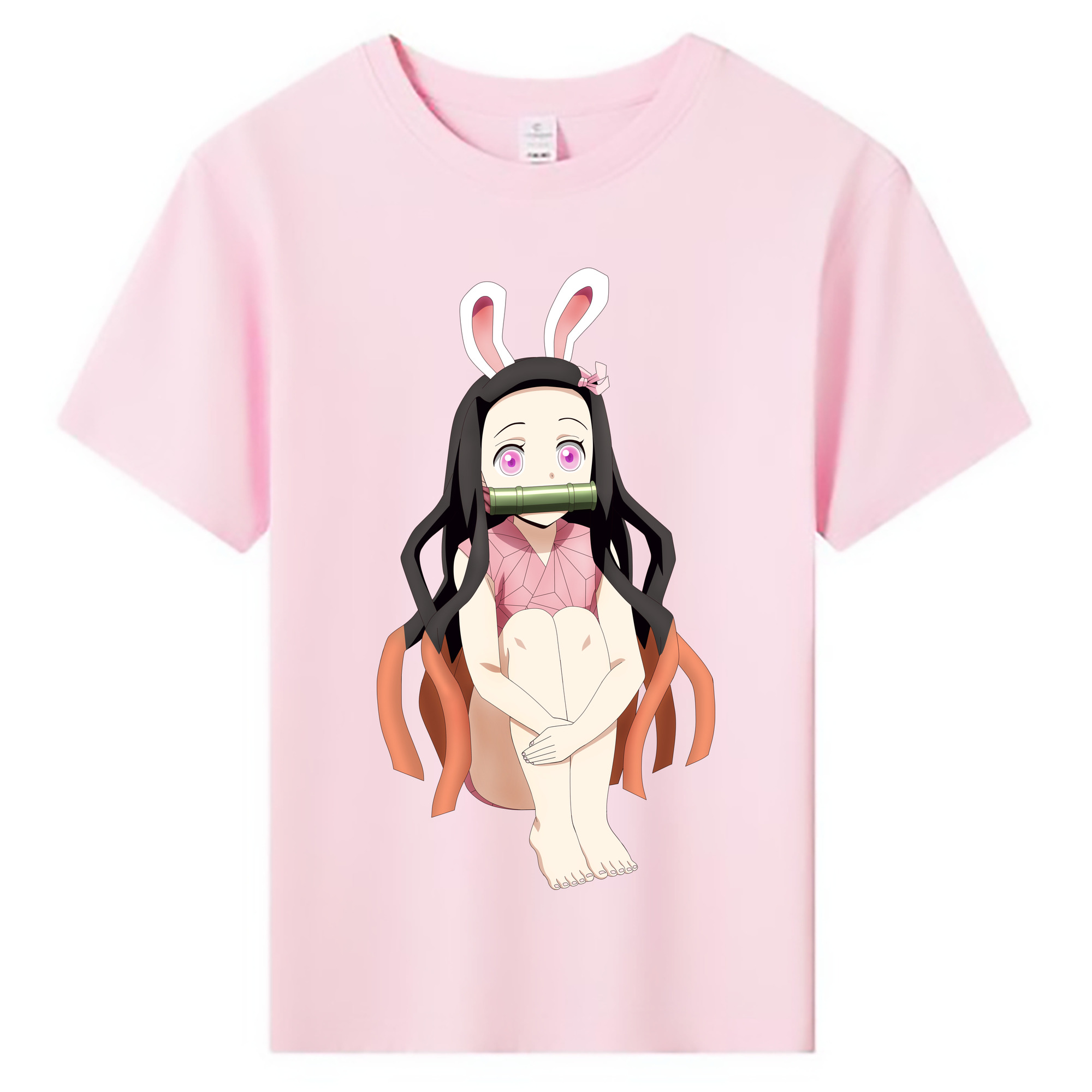 （画像用） 鬼滅の刃（きめつのやいば）竈門 禰󠄀豆子／かまど ねずこ Kamado Nezuko 綿100％キッズTシャツ（フロントプリント）