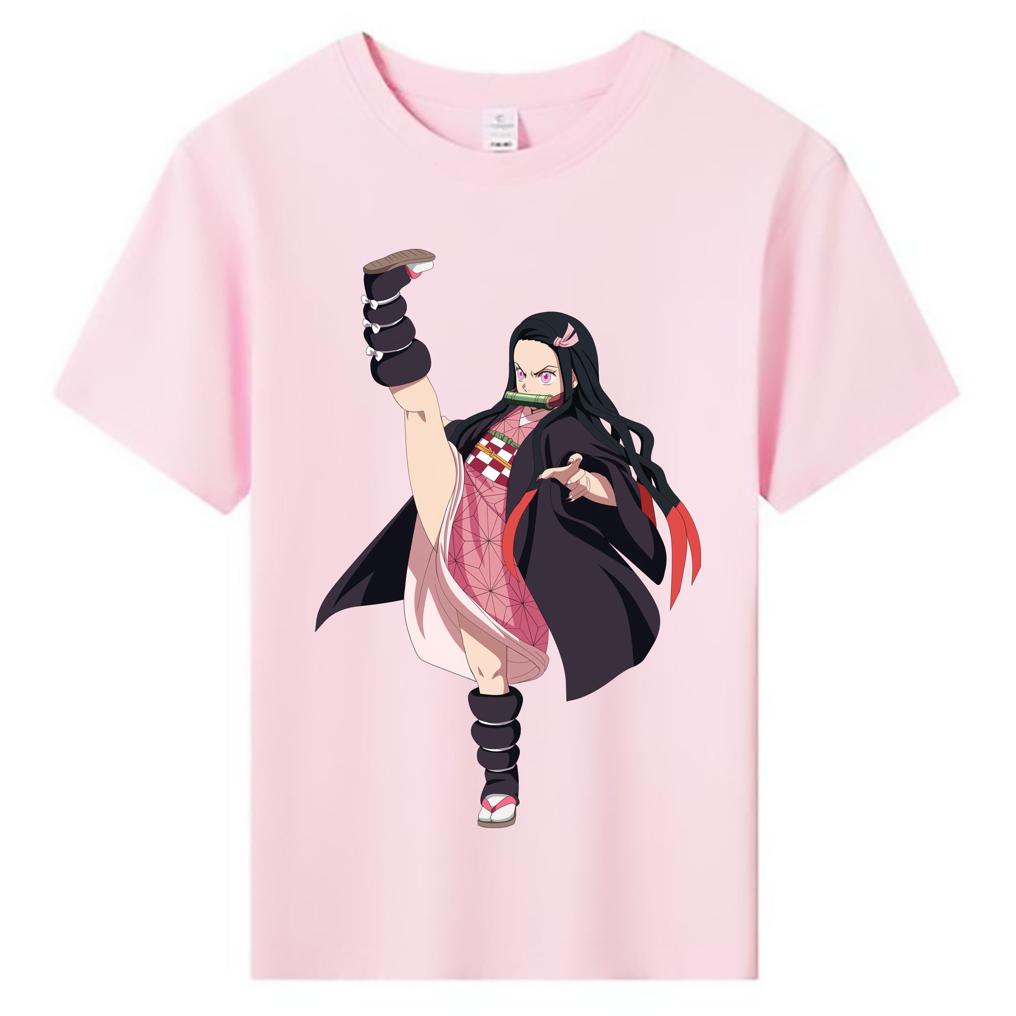 （画像用） 鬼滅の刃（きめつのやいば）竈門 禰󠄀豆子／かまど ねずこ Kamado Nezuko 綿100％キッズTシャツ（フロントプリント）