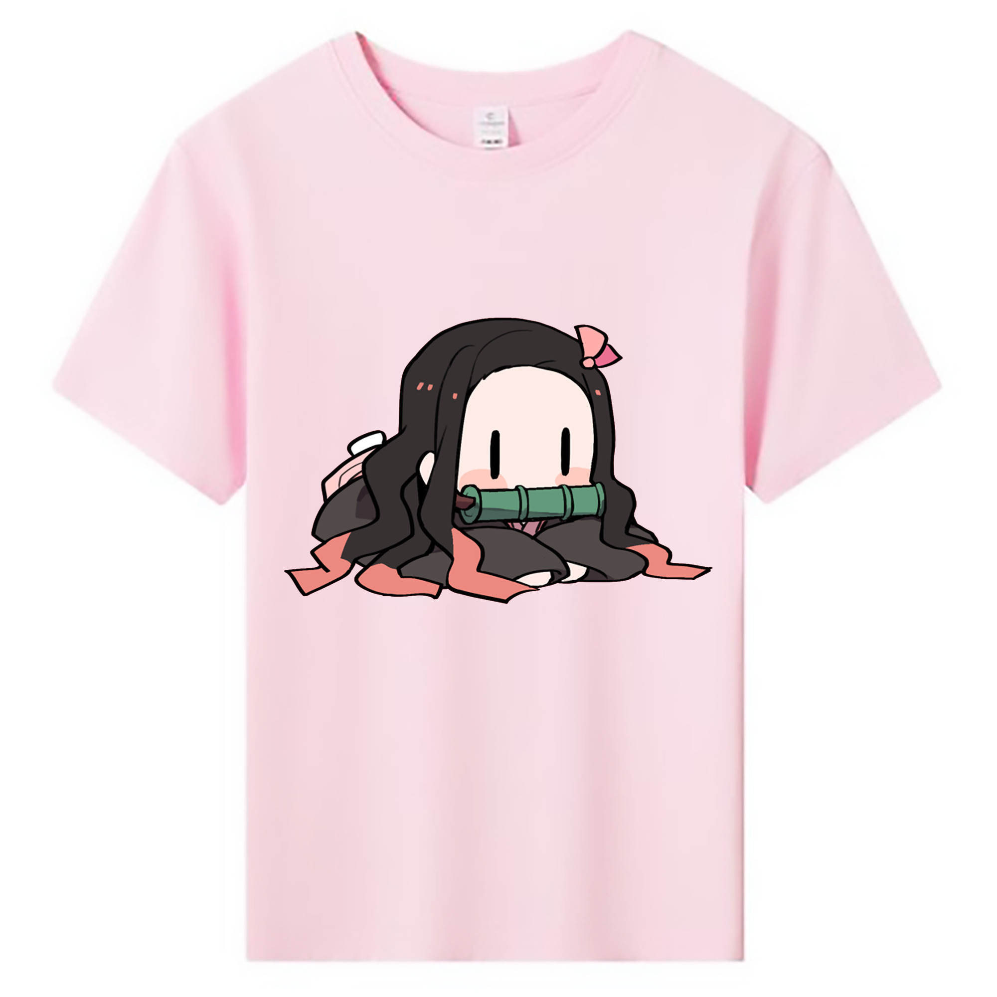 （画像用） 鬼滅の刃（きめつのやいば）竈門 禰󠄀豆子／かまど ねずこ Kamado Nezuko 綿100％キッズTシャツ（フロントプリント）