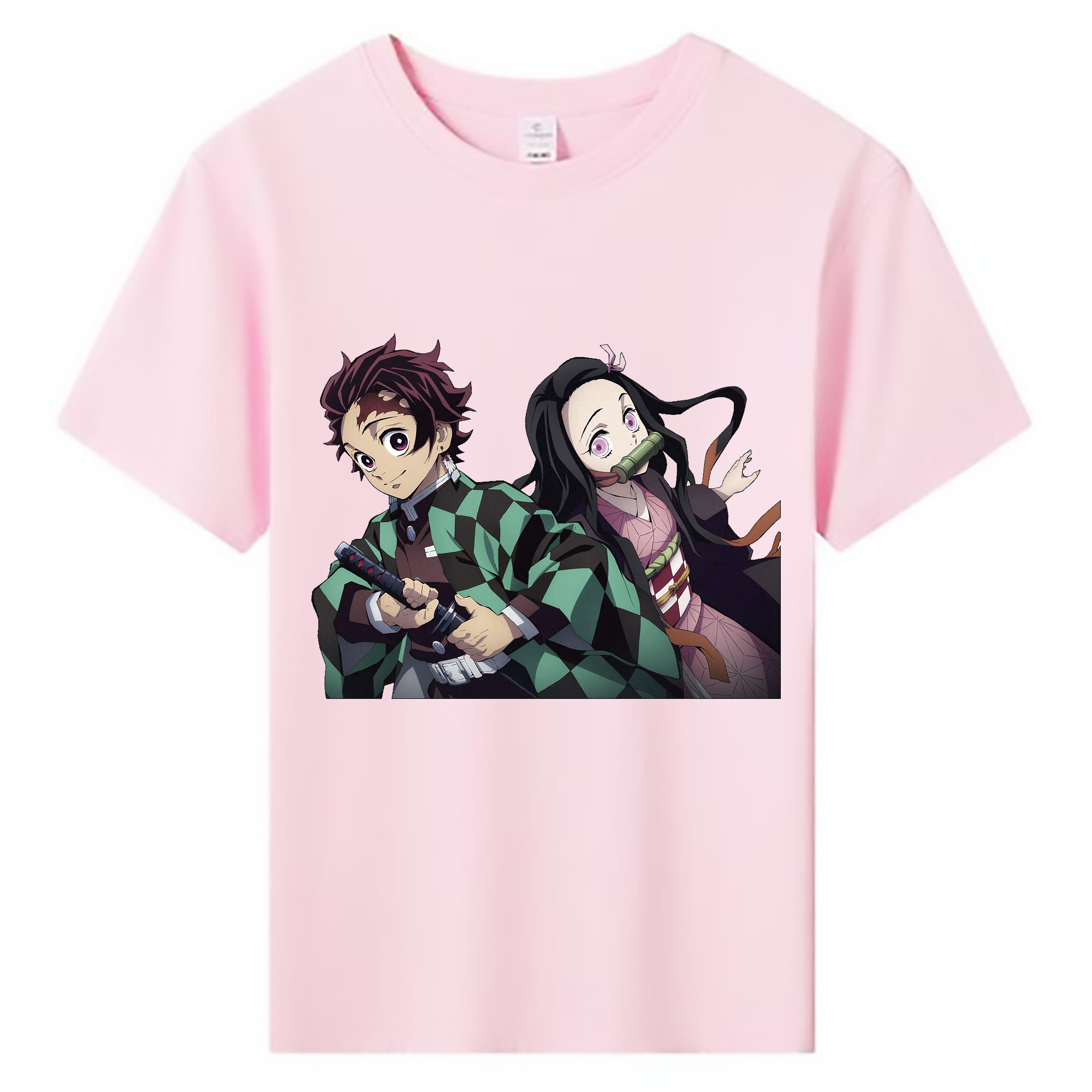 （画像用） 鬼滅の刃（きめつのやいば）竈門 禰󠄀豆子／かまど ねずこ Kamado Nezuko 綿100％キッズTシャツ（フロントプリント）