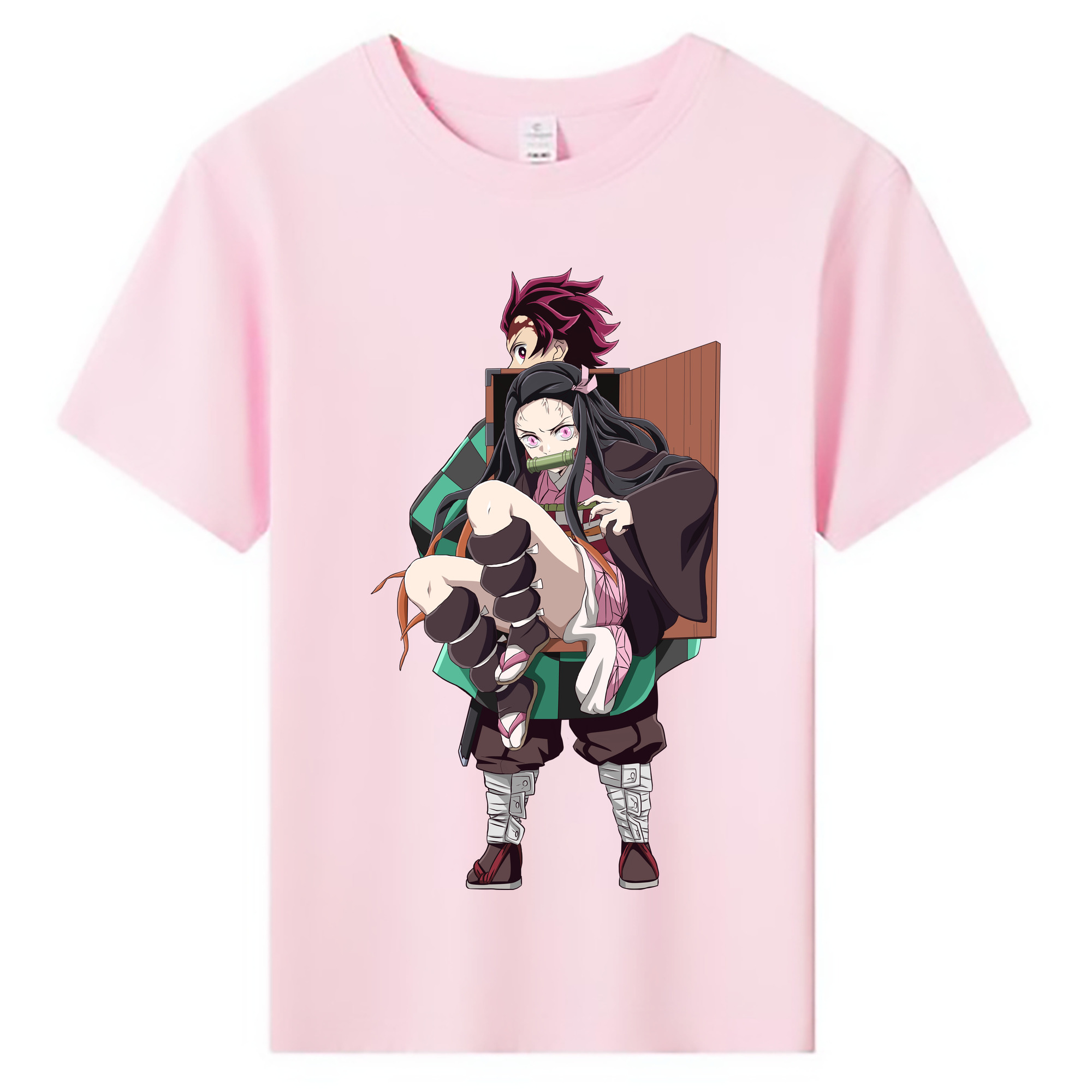 （画像用） 鬼滅の刃（きめつのやいば）竈門 禰󠄀豆子／かまど ねずこ Kamado Nezuko 綿100％キッズTシャツ（フロントプリント）