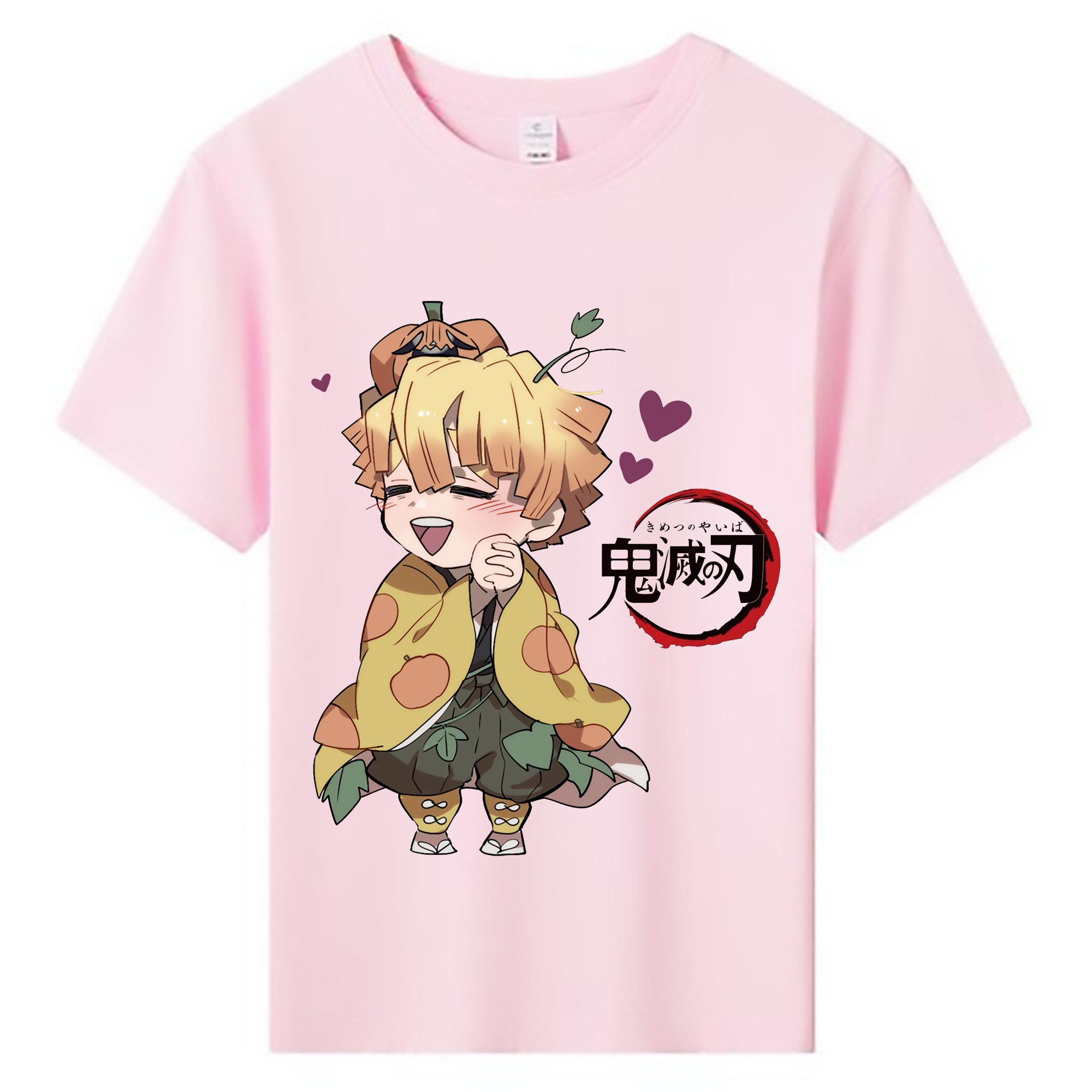 （画像用） 鬼滅の刃（きめつのやいば）我妻 善逸／あがつま ぜんいつ Agatsuma Zenitsu 綿100％キッズTシャツ（フロントプリント）