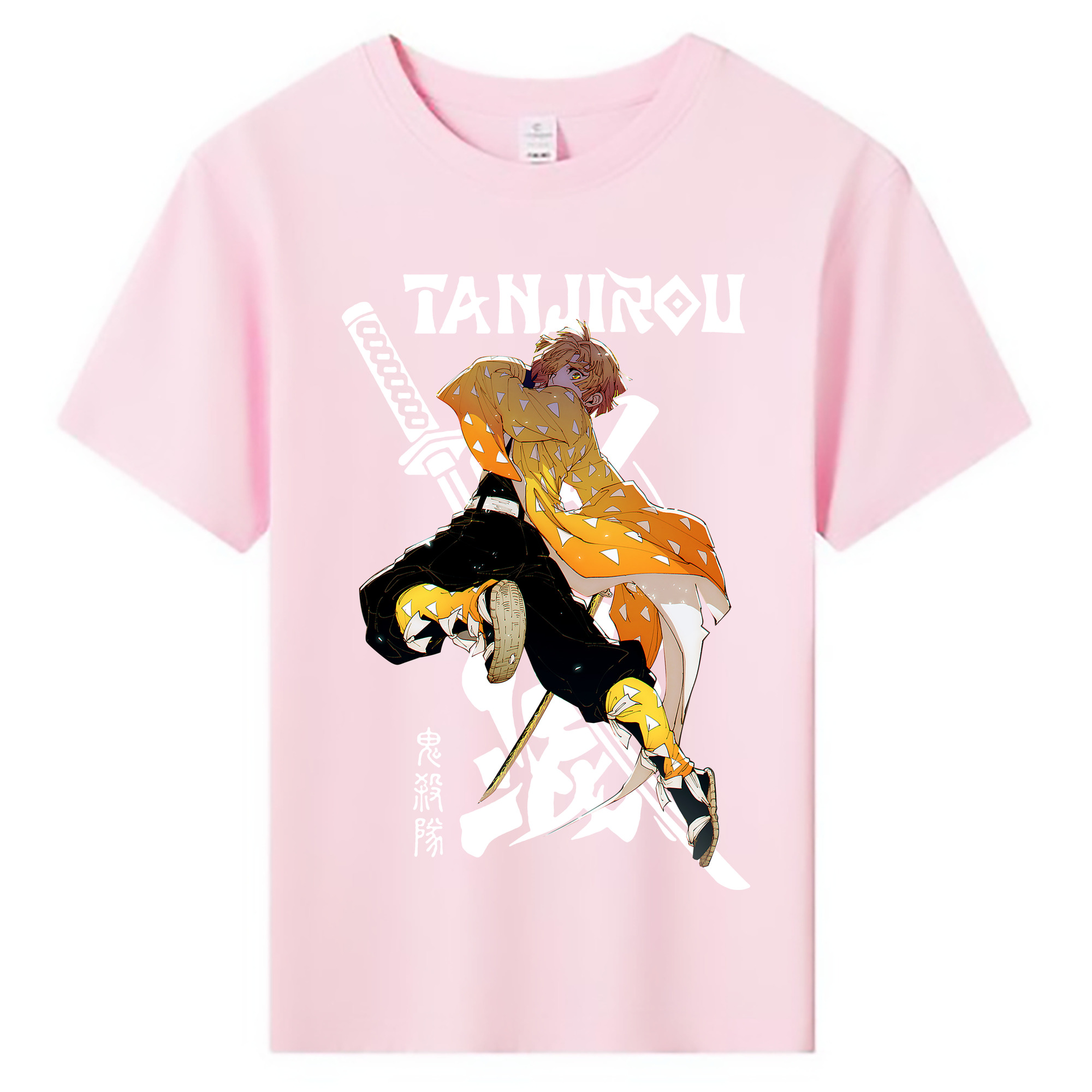 （画像用） 鬼滅の刃（きめつのやいば）我妻 善逸／あがつま ぜんいつ Agatsuma Zenitsu 綿100％キッズTシャツ（フロントプリント）