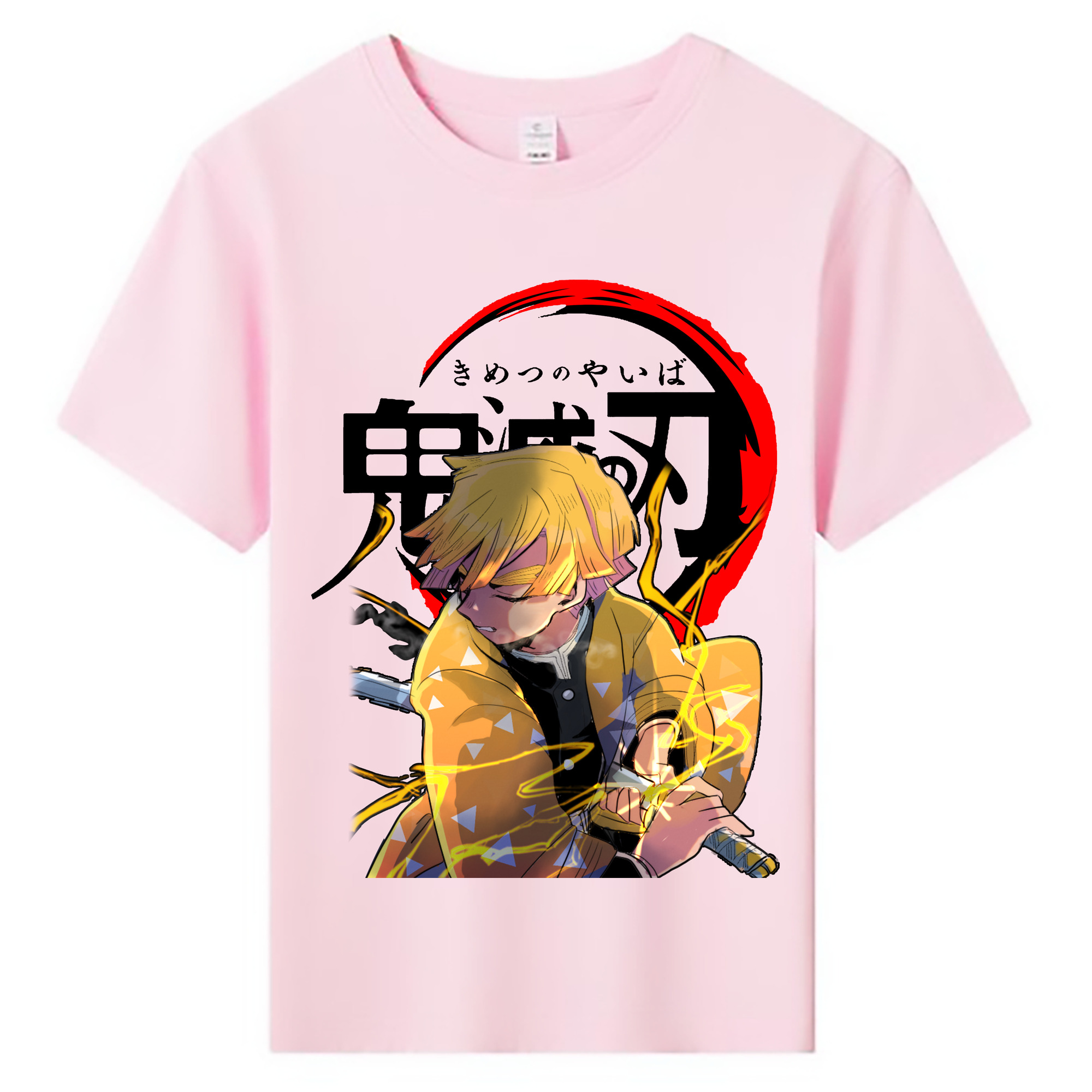 （画像用） 鬼滅の刃（きめつのやいば）我妻 善逸／あがつま ぜんいつ Agatsuma Zenitsu 綿100％キッズTシャツ（フロントプリント）