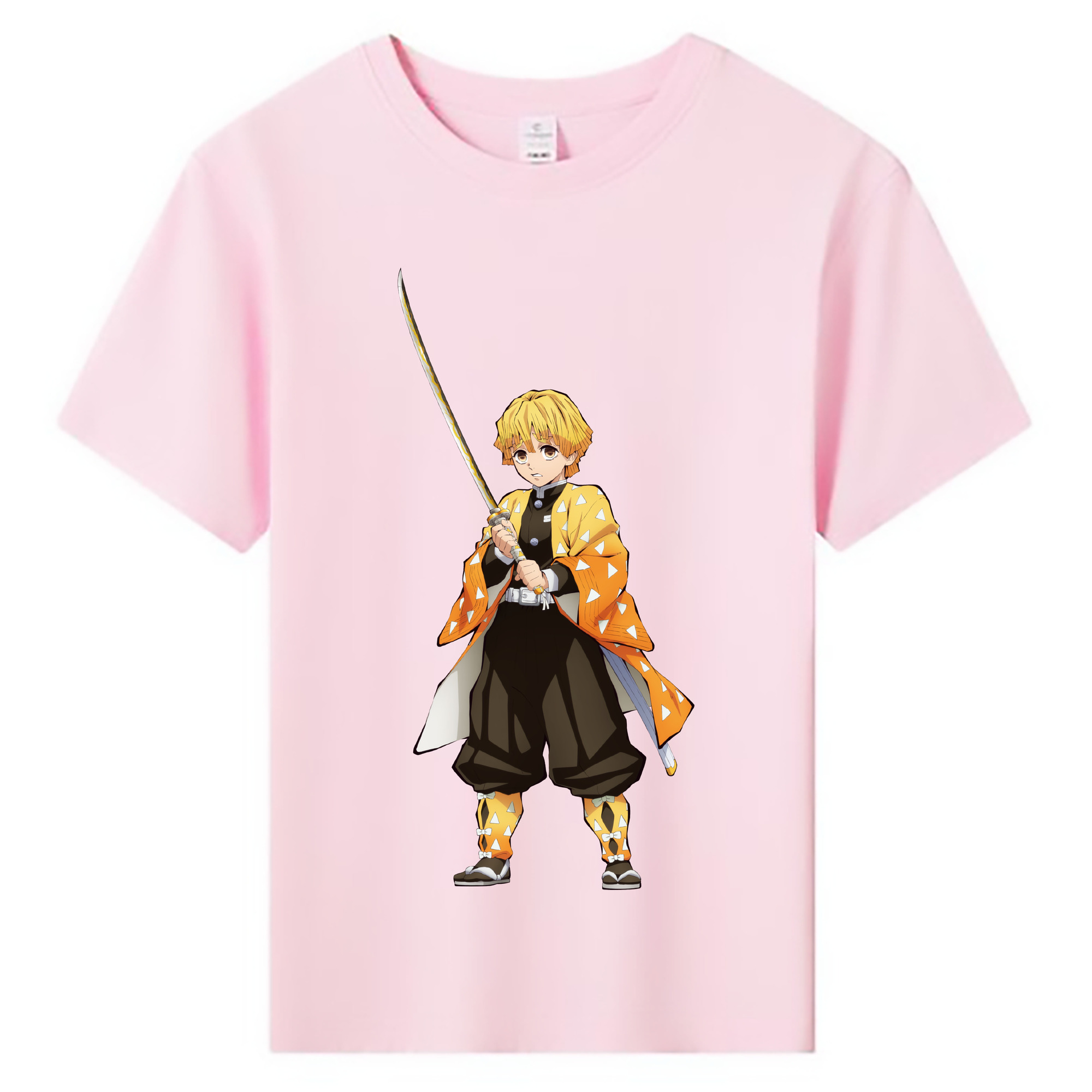 （画像用） 鬼滅の刃（きめつのやいば）我妻 善逸／あがつま ぜんいつ Agatsuma Zenitsu 綿100％キッズTシャツ（フロントプリント）