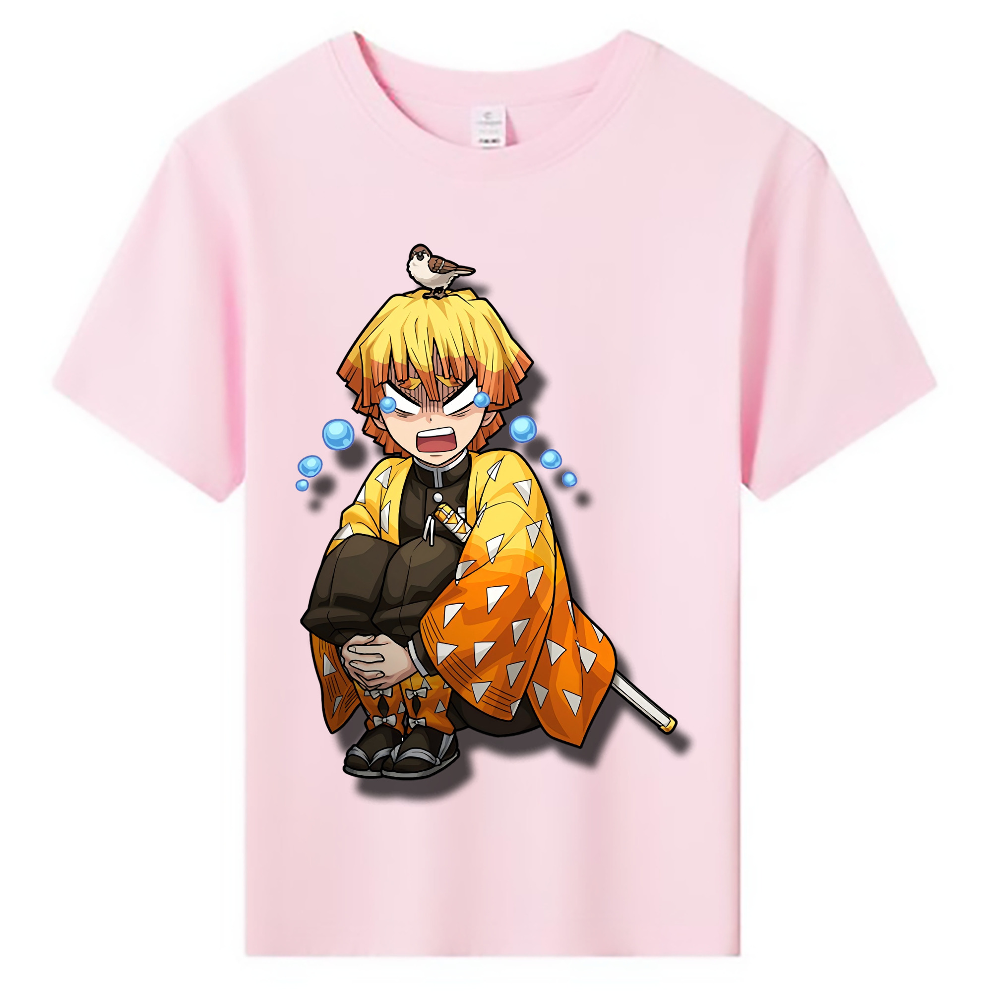 （画像用） 鬼滅の刃（きめつのやいば）我妻 善逸／あがつま ぜんいつ Agatsuma Zenitsu 綿100％キッズTシャツ（フロントプリント）