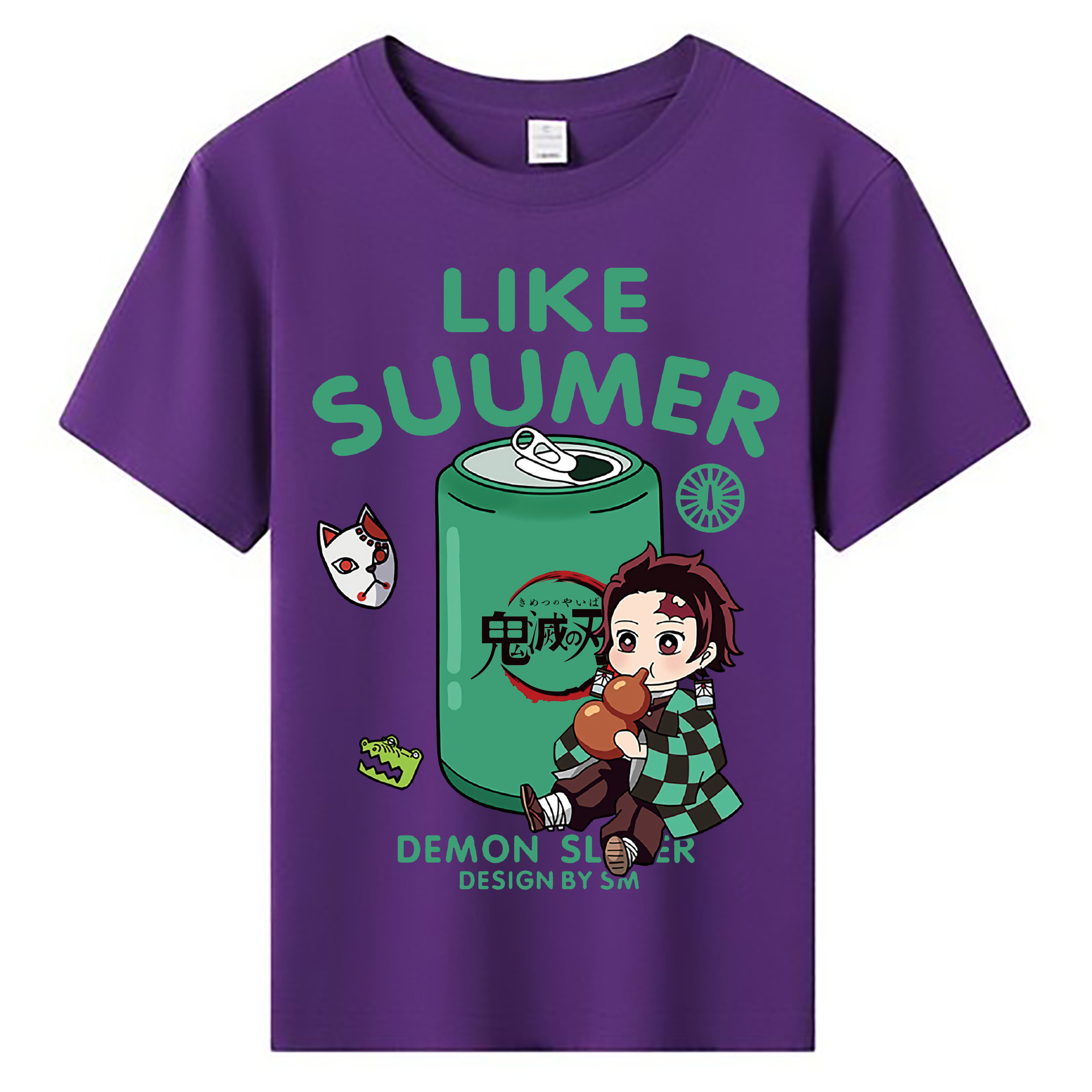 （画像用） 鬼滅の刃 竈門 炭治郎／かまど たんじろう Kamado Tanjirou 綿100％キッズTシャツ（フロントプリント）