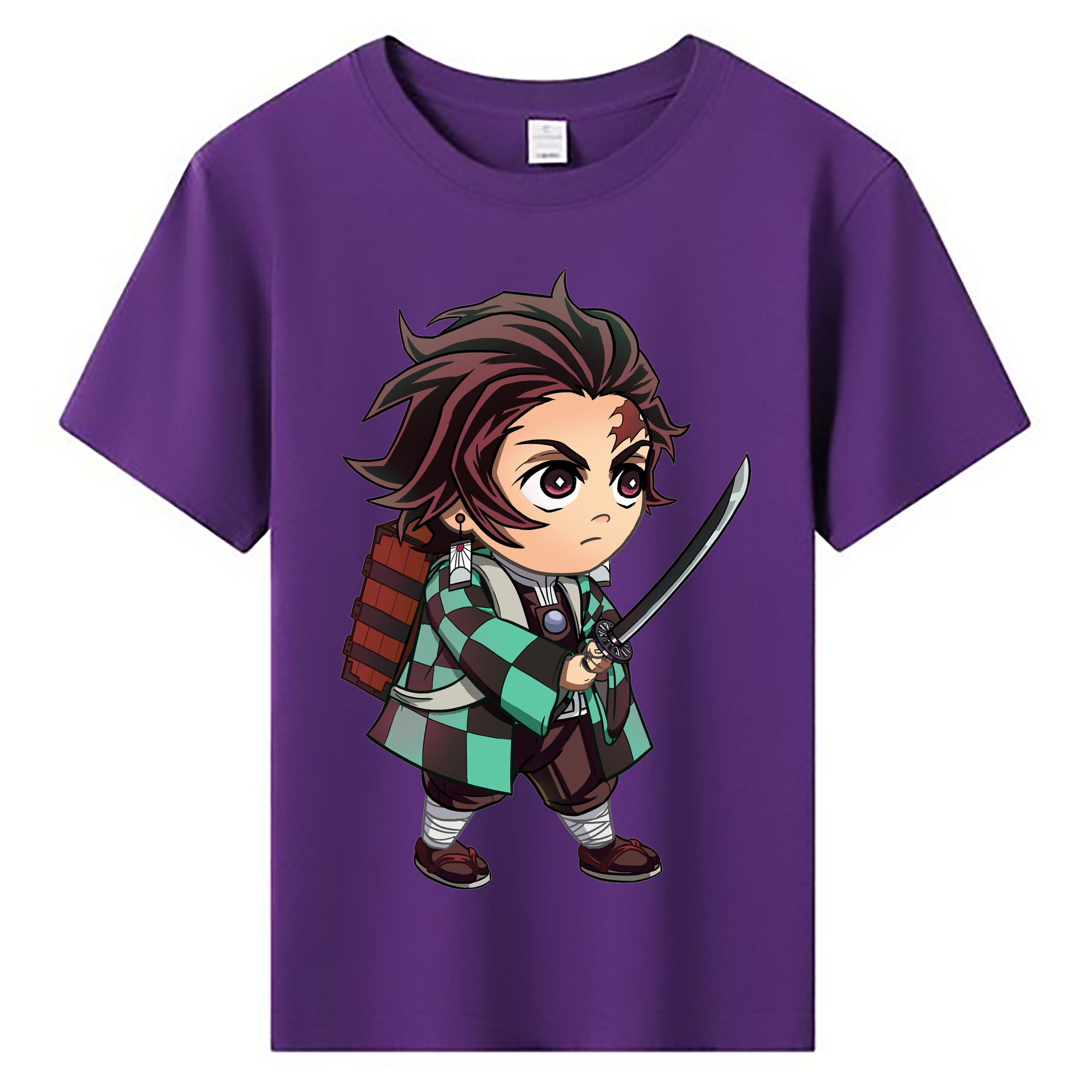 （画像用） 鬼滅の刃 竈門 炭治郎／かまど たんじろう Kamado Tanjirou 綿100％キッズTシャツ（フロントプリント）
