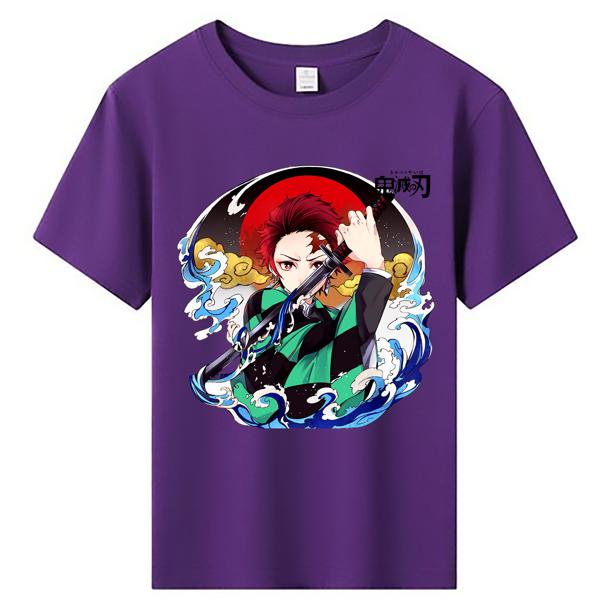 （画像用） 鬼滅の刃 竈門 炭治郎／かまど たんじろう Kamado Tanjirou 綿100％キッズTシャツ（フロントプリント）