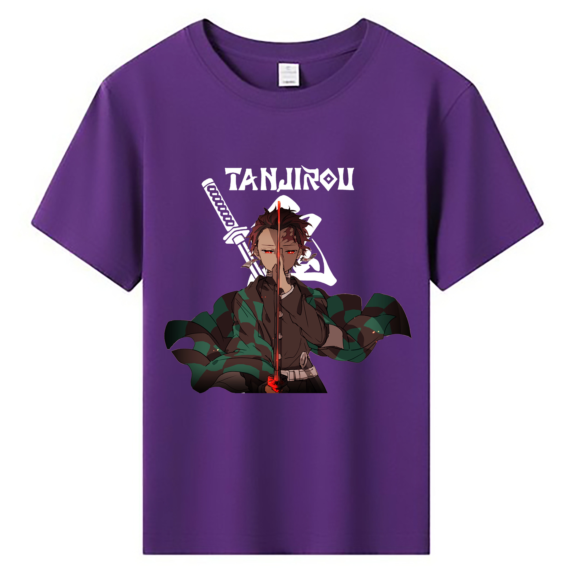 （画像用） 鬼滅の刃 竈門 炭治郎／かまど たんじろう Kamado Tanjirou 綿100％キッズTシャツ（フロントプリント）