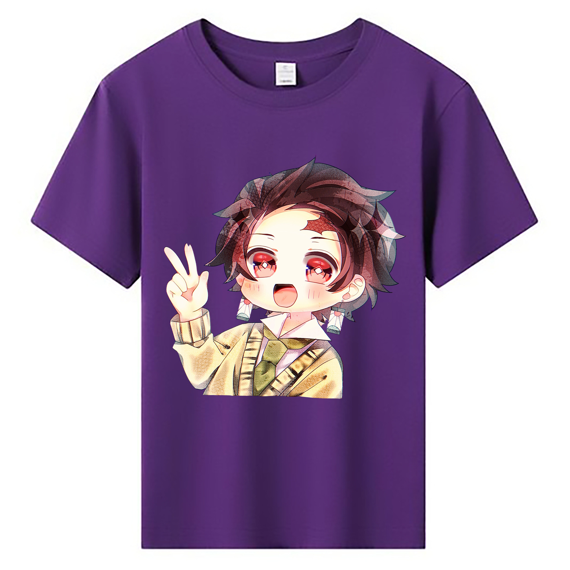 （画像用） 鬼滅の刃 竈門 炭治郎／かまど たんじろう Kamado Tanjirou 綿100％キッズTシャツ（フロントプリント）