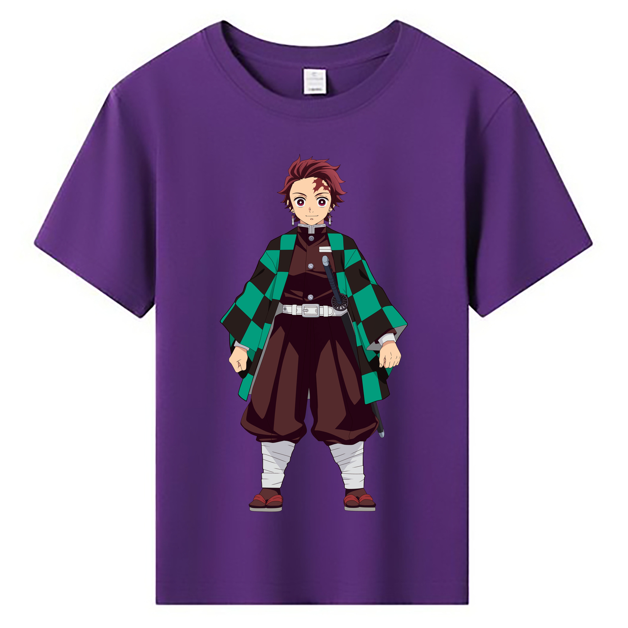 （画像用） 鬼滅の刃 竈門 炭治郎／かまど たんじろう Kamado Tanjirou 綿100％キッズTシャツ（フロントプリント）