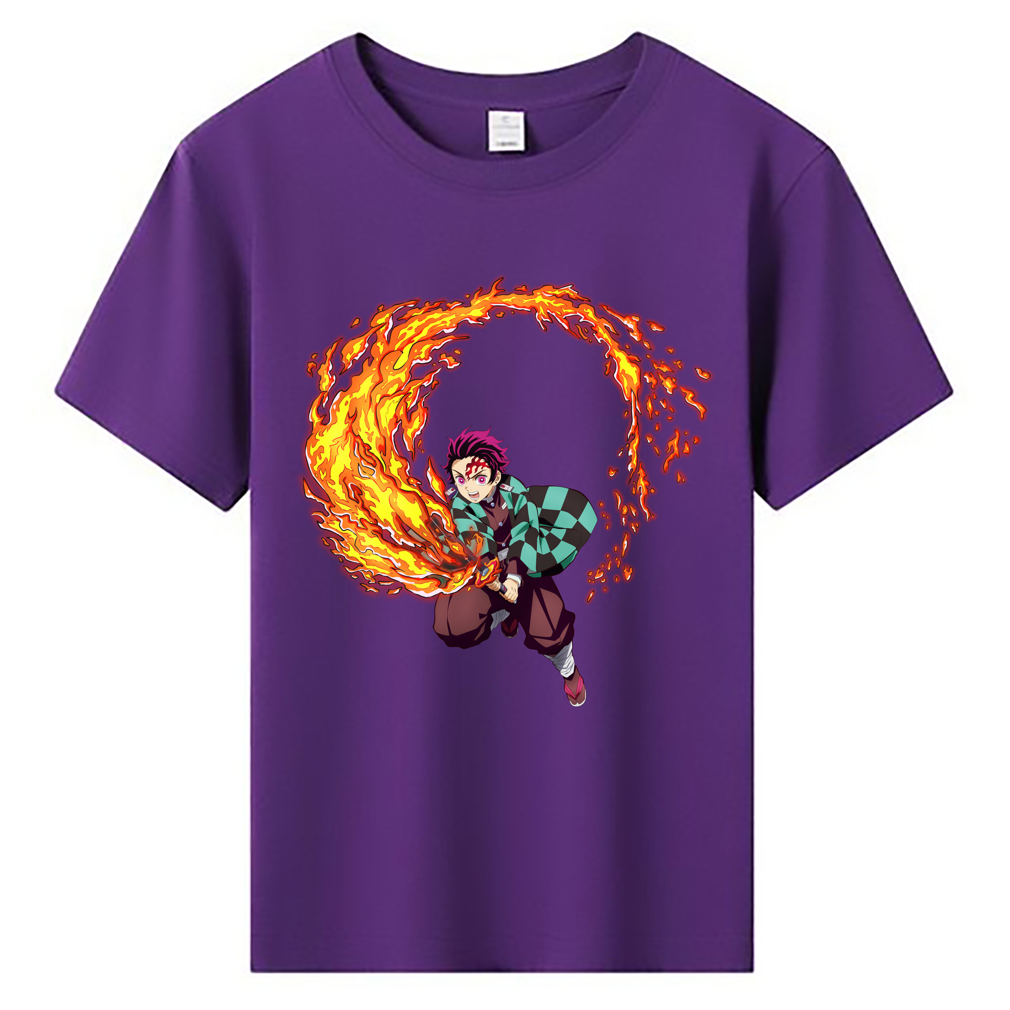 （画像用） 鬼滅の刃 竈門 炭治郎／かまど たんじろう Kamado Tanjirou 綿100％キッズTシャツ（フロントプリント）