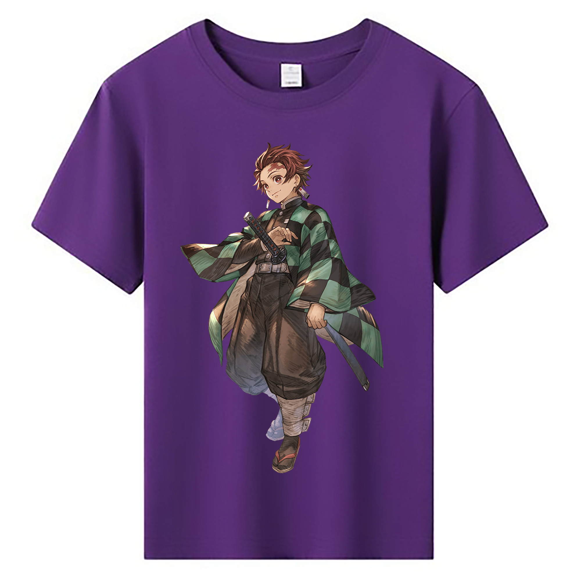 （画像用） 鬼滅の刃 竈門 炭治郎／かまど たんじろう Kamado Tanjirou 綿100％キッズTシャツ（フロントプリント）