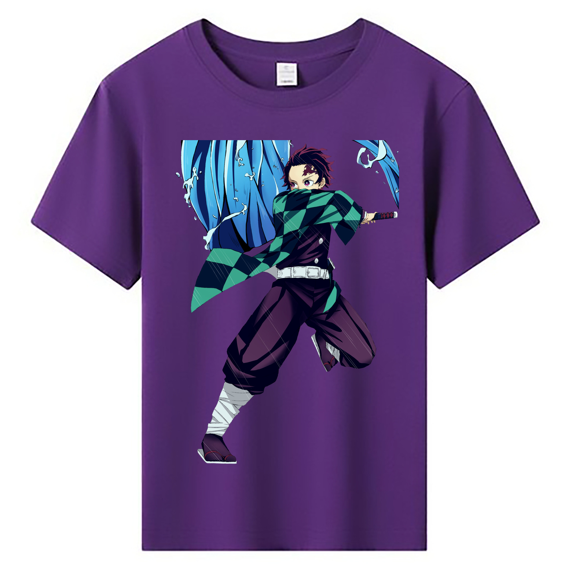 （画像用） 鬼滅の刃 竈門 炭治郎／かまど たんじろう Kamado Tanjirou 綿100％キッズTシャツ（フロントプリント）
