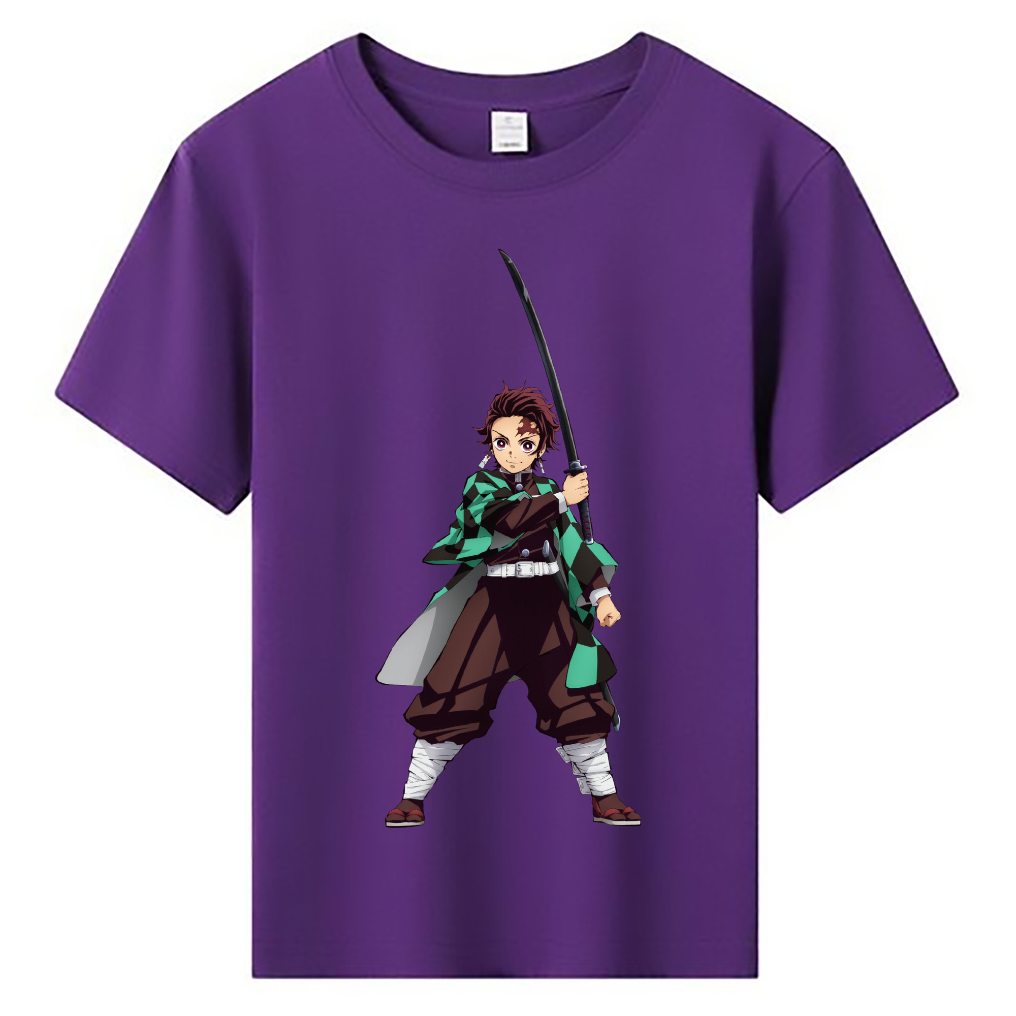 （画像用） 鬼滅の刃 竈門 炭治郎／かまど たんじろう Kamado Tanjirou 綿100％キッズTシャツ（フロントプリント）