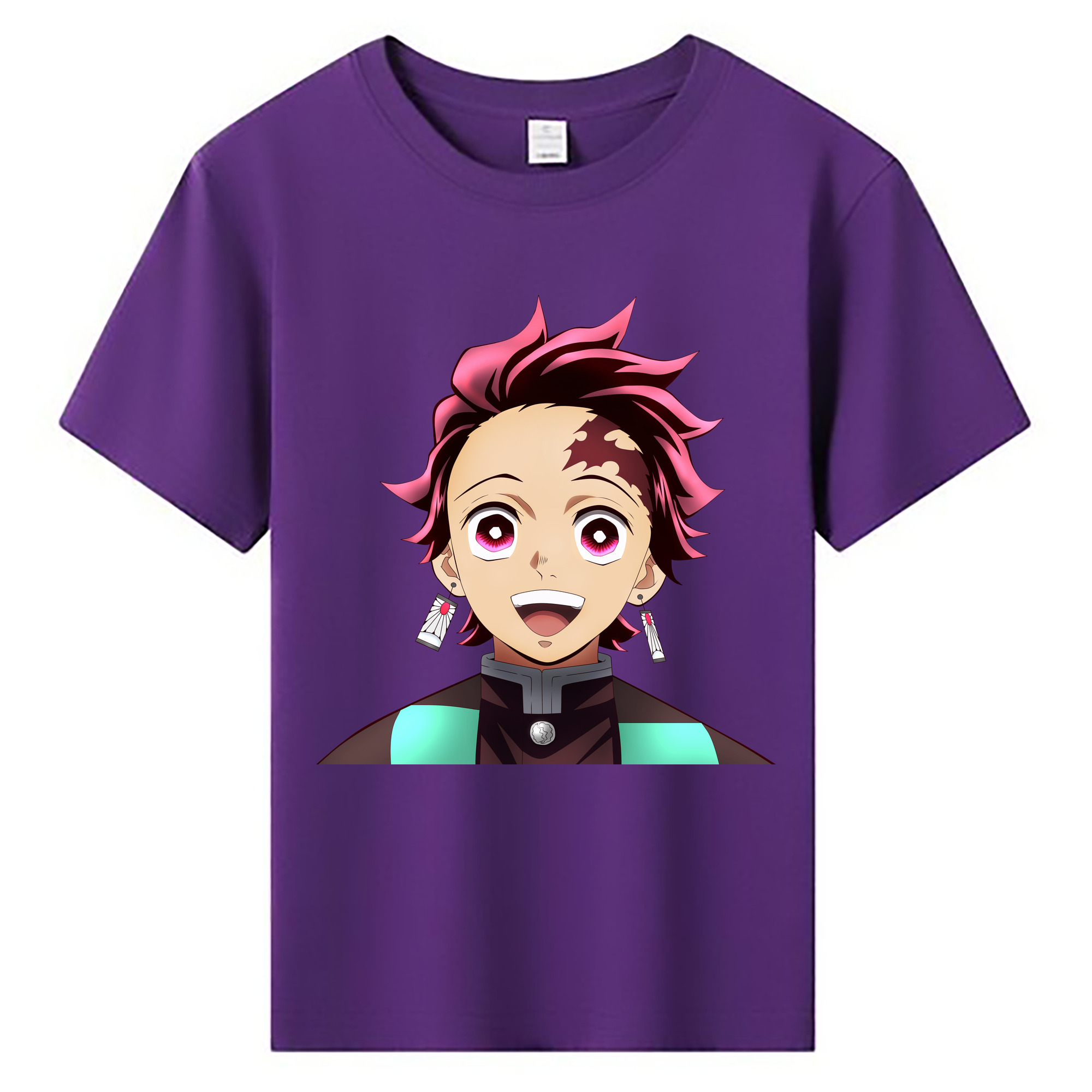 （画像用） 鬼滅の刃 竈門 炭治郎／かまど たんじろう Kamado Tanjirou 綿100％キッズTシャツ（フロントプリント）