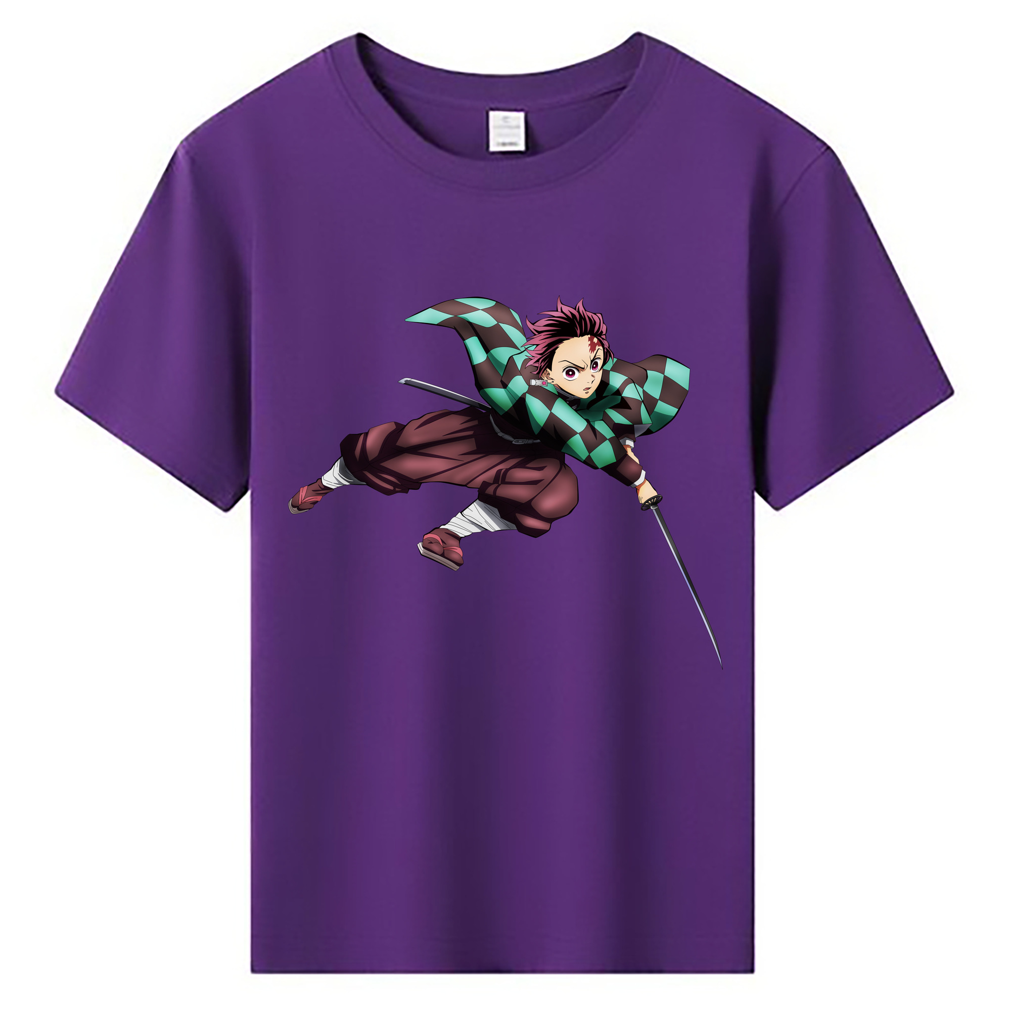 （画像用） 鬼滅の刃 竈門 炭治郎／かまど たんじろう Kamado Tanjirou 綿100％キッズTシャツ（フロントプリント）