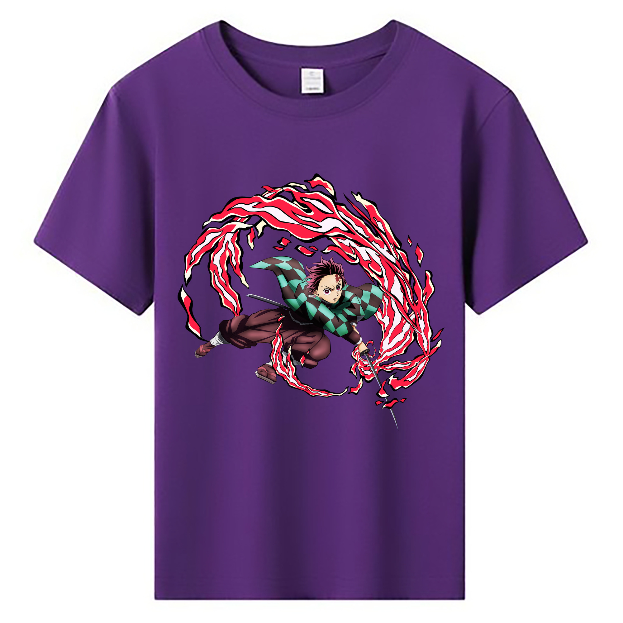 （画像用） 鬼滅の刃 竈門 炭治郎／かまど たんじろう Kamado Tanjirou 綿100％キッズTシャツ（フロントプリント）