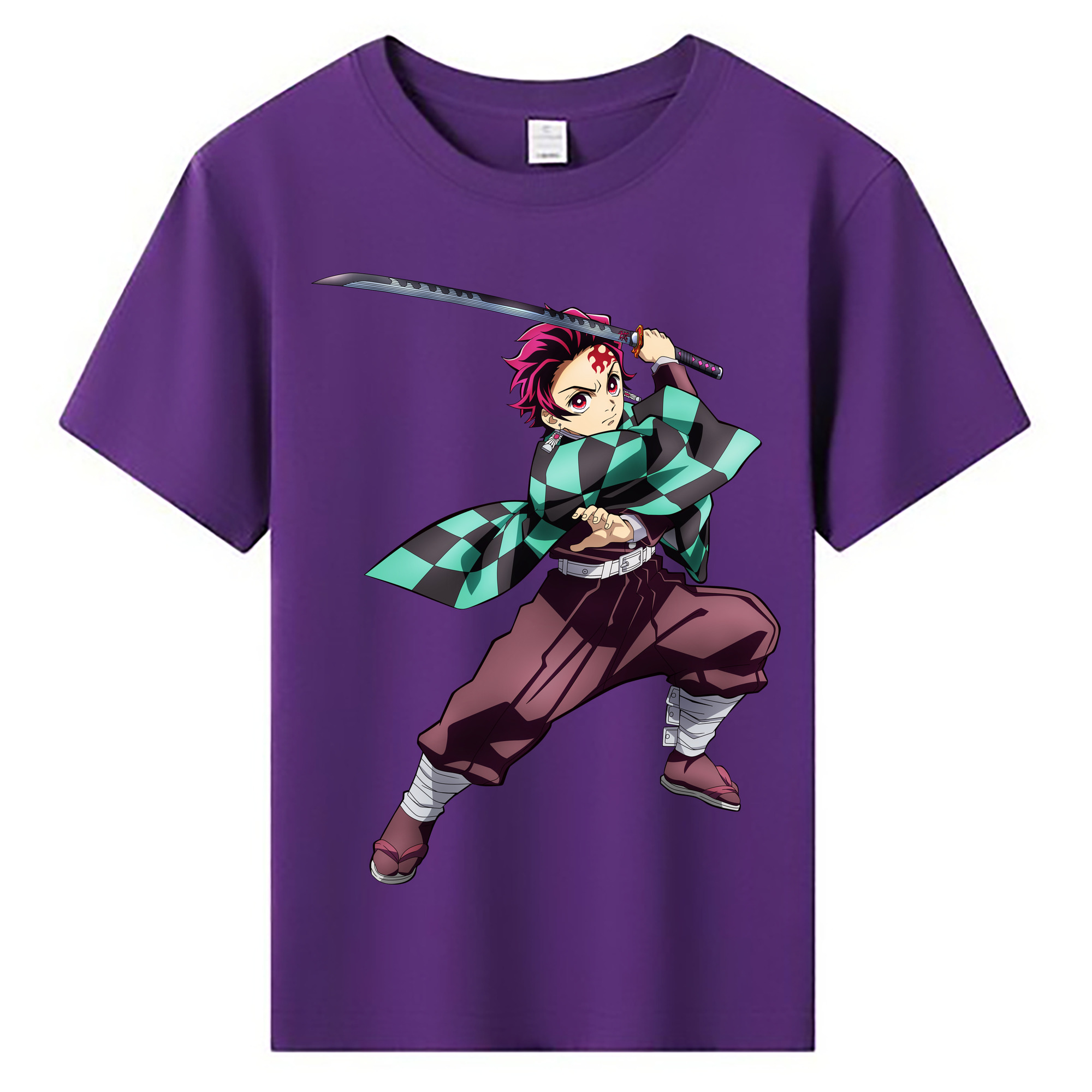 （画像用） 鬼滅の刃 竈門 炭治郎／かまど たんじろう Kamado Tanjirou 綿100％キッズTシャツ（フロントプリント）