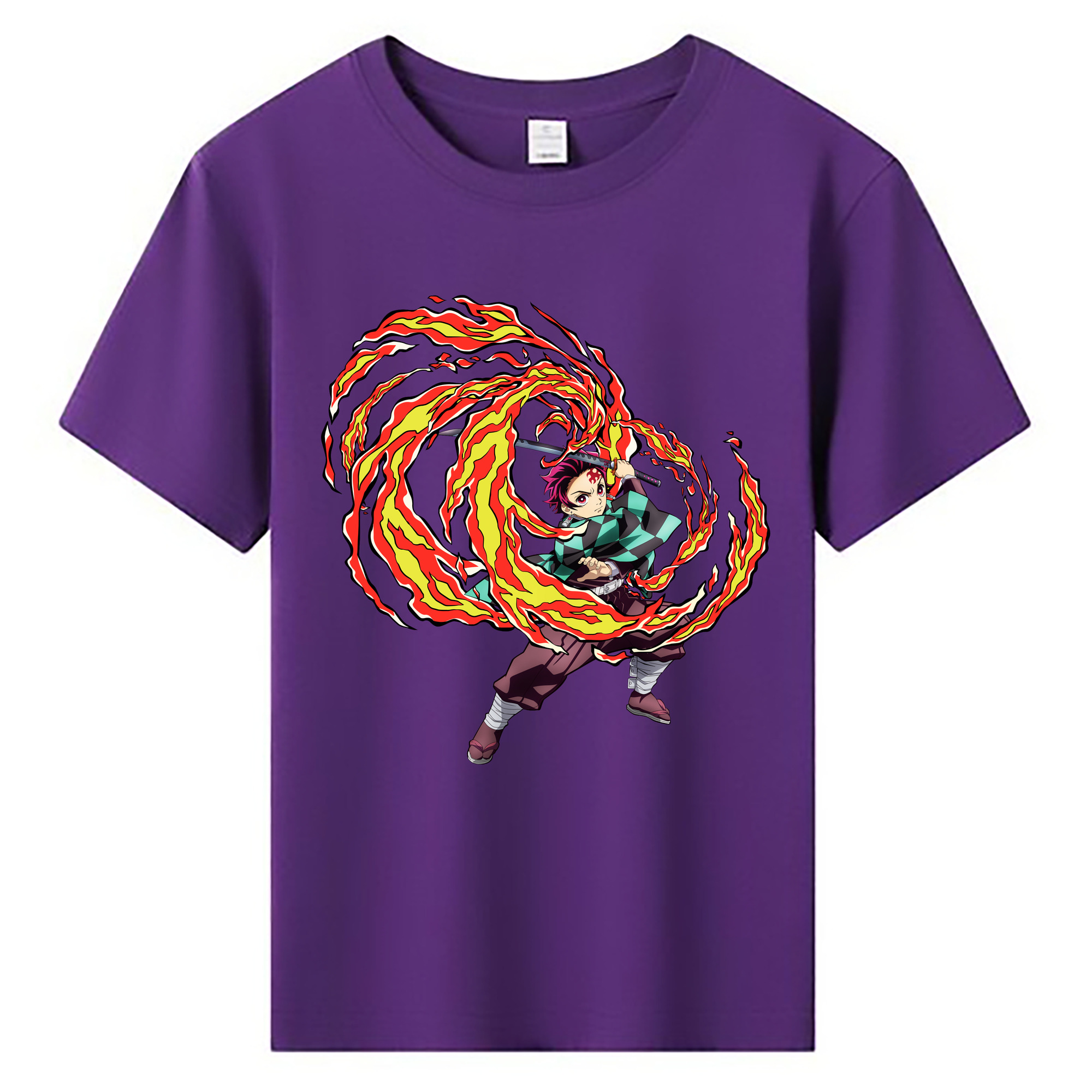 （画像用） 鬼滅の刃 竈門 炭治郎／かまど たんじろう Kamado Tanjirou 綿100％キッズTシャツ（フロントプリント）