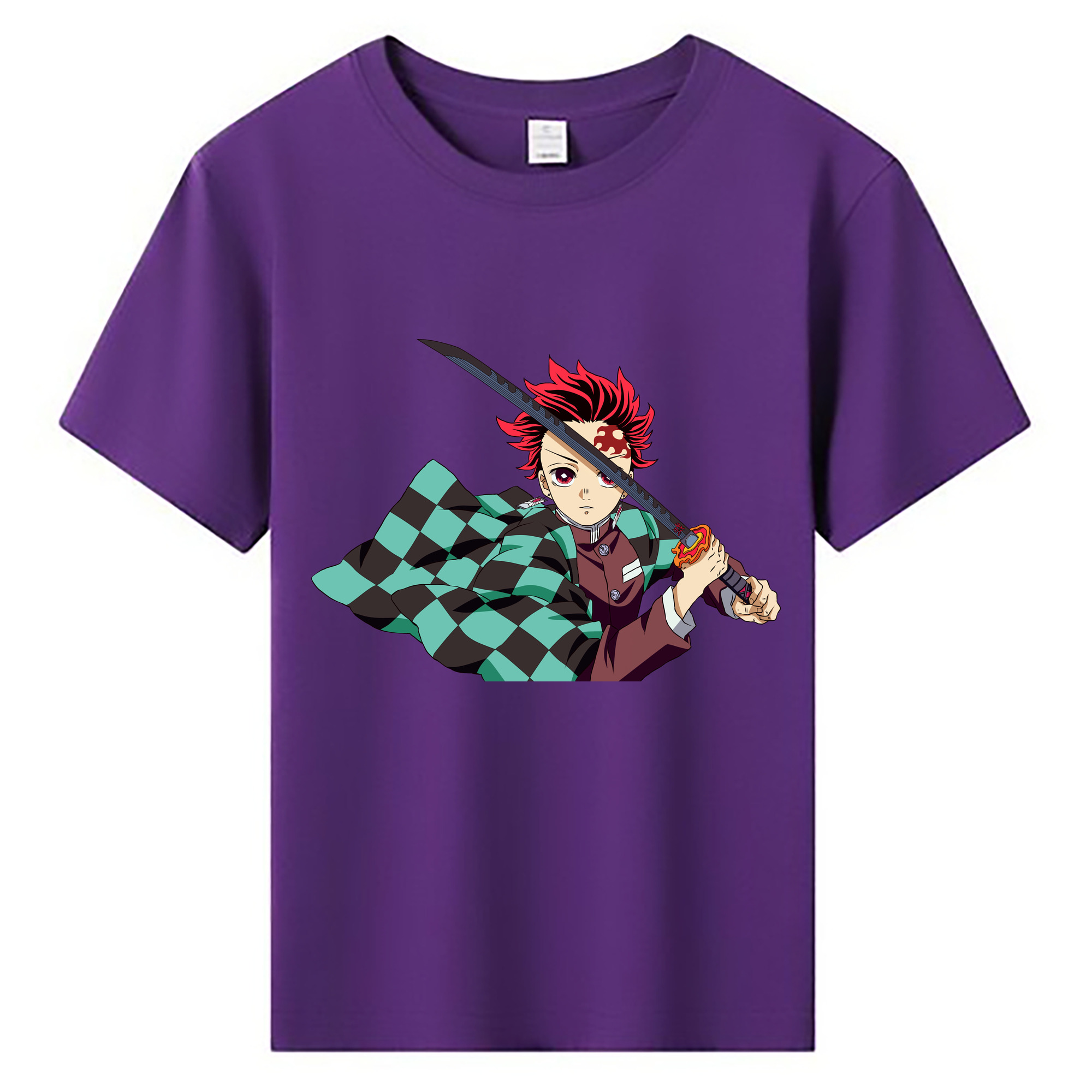 （画像用） 鬼滅の刃 竈門 炭治郎／かまど たんじろう Kamado Tanjirou 綿100％キッズTシャツ（フロントプリント）