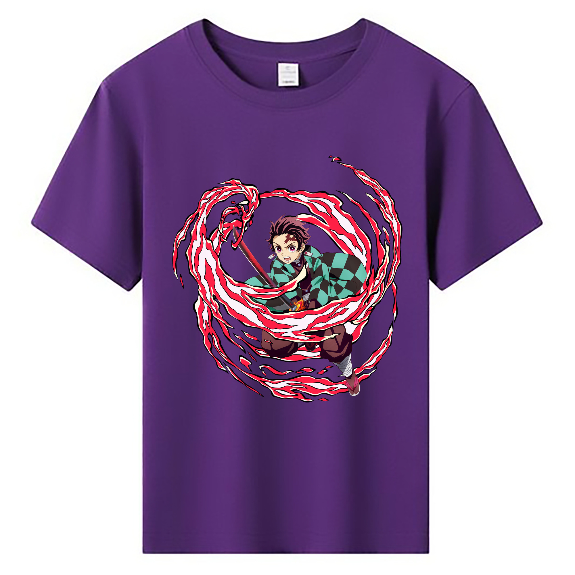 （画像用） 鬼滅の刃 竈門 炭治郎／かまど たんじろう Kamado Tanjirou 綿100％キッズTシャツ（フロントプリント）