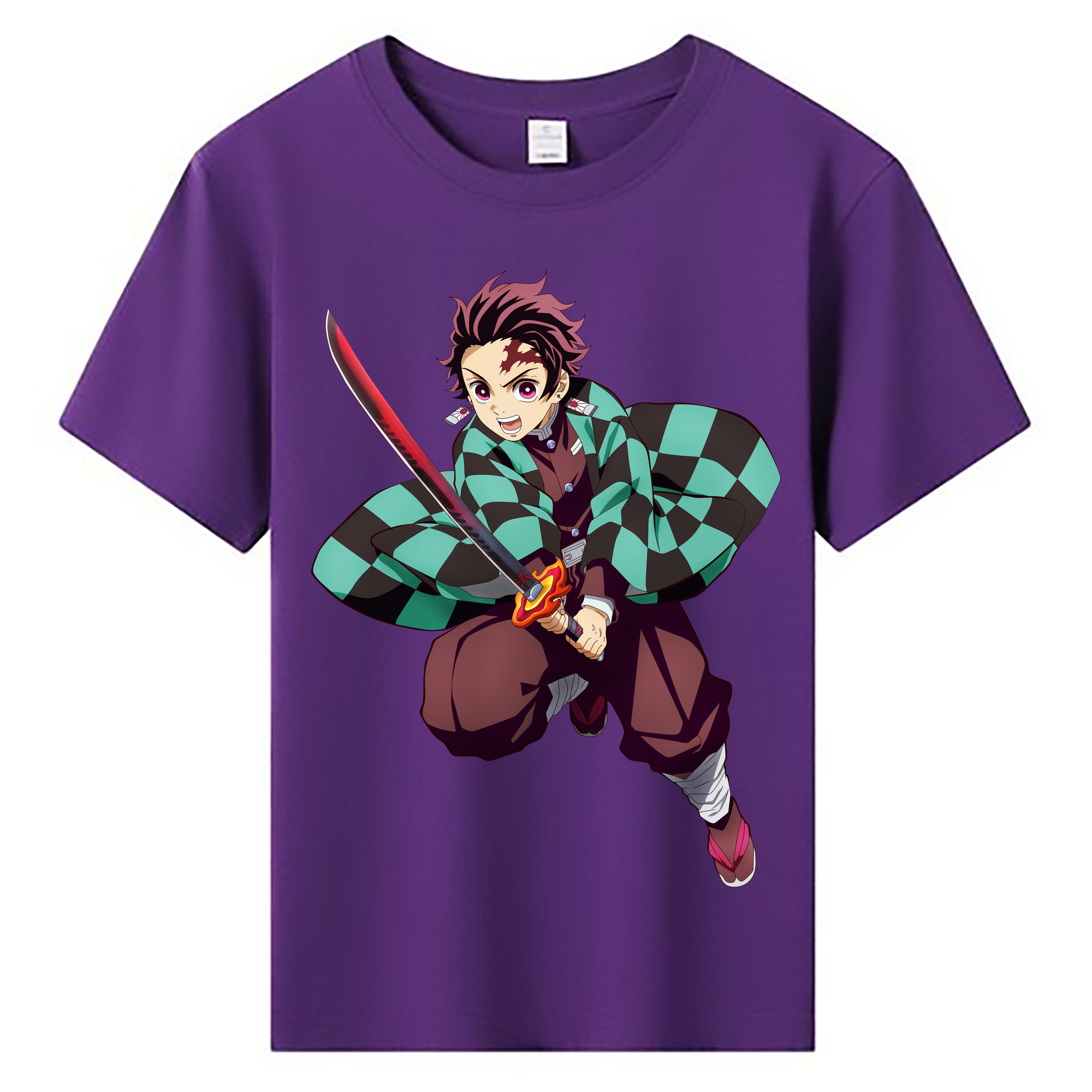 （画像用） 鬼滅の刃 竈門 炭治郎／かまど たんじろう Kamado Tanjirou 綿100％キッズTシャツ（フロントプリント）