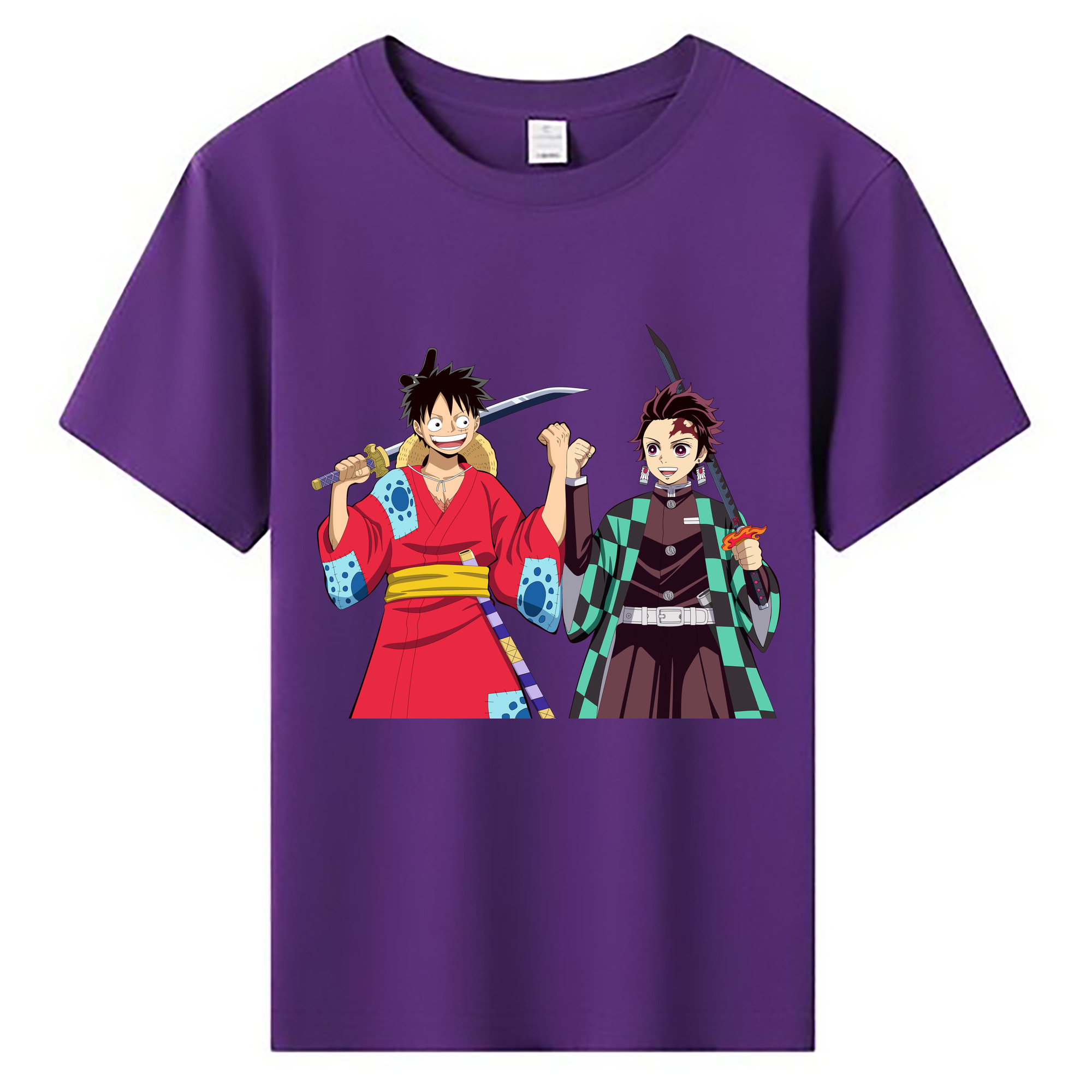 （画像用） 鬼滅の刃 竈門 炭治郎／かまど たんじろう Kamado Tanjirou 綿100％キッズTシャツ（フロントプリント）