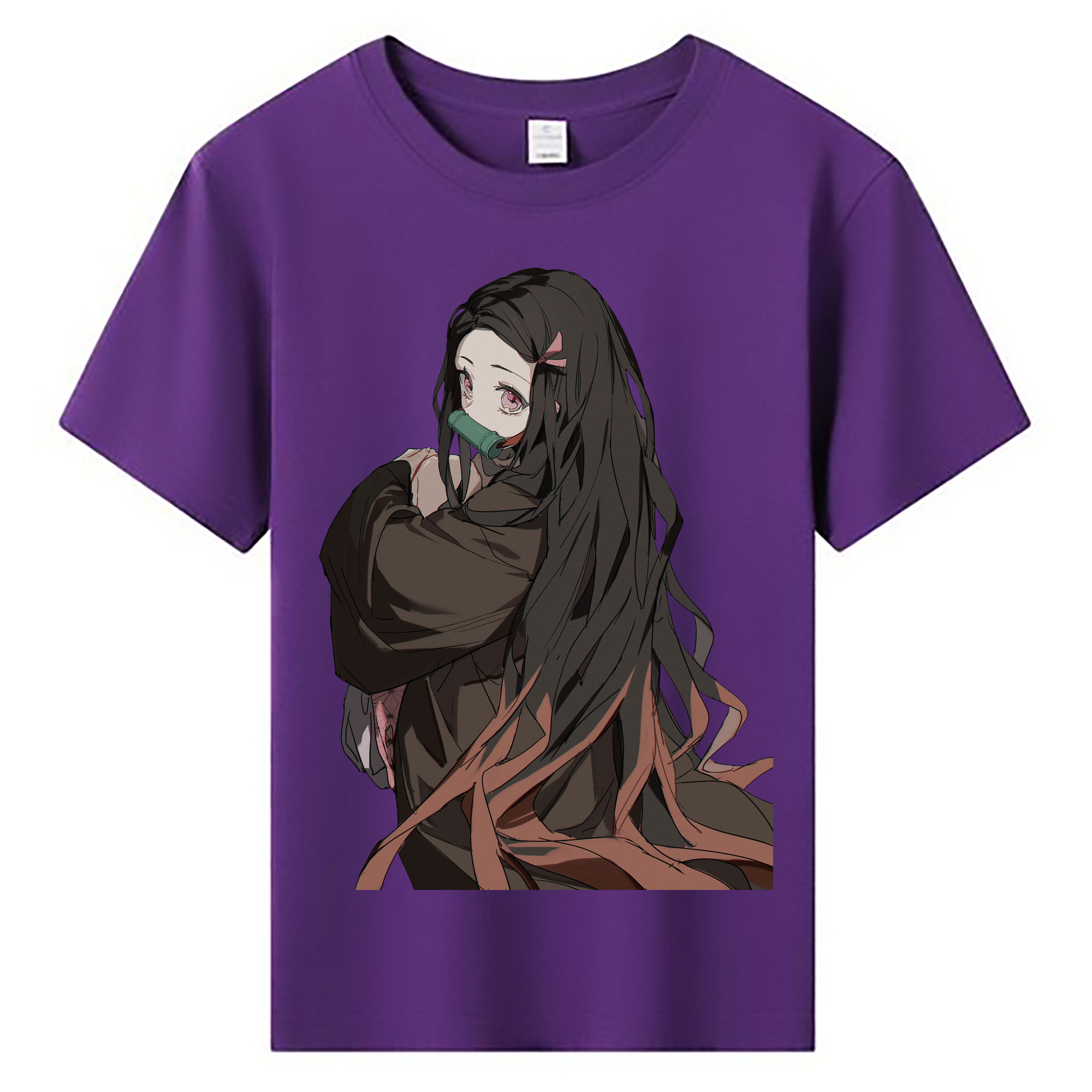 （画像用） 鬼滅の刃（きめつのやいば）竈門 禰󠄀豆子／かまど ねずこ Kamado Nezuko 綿100％キッズTシャツ（フロントプリント）