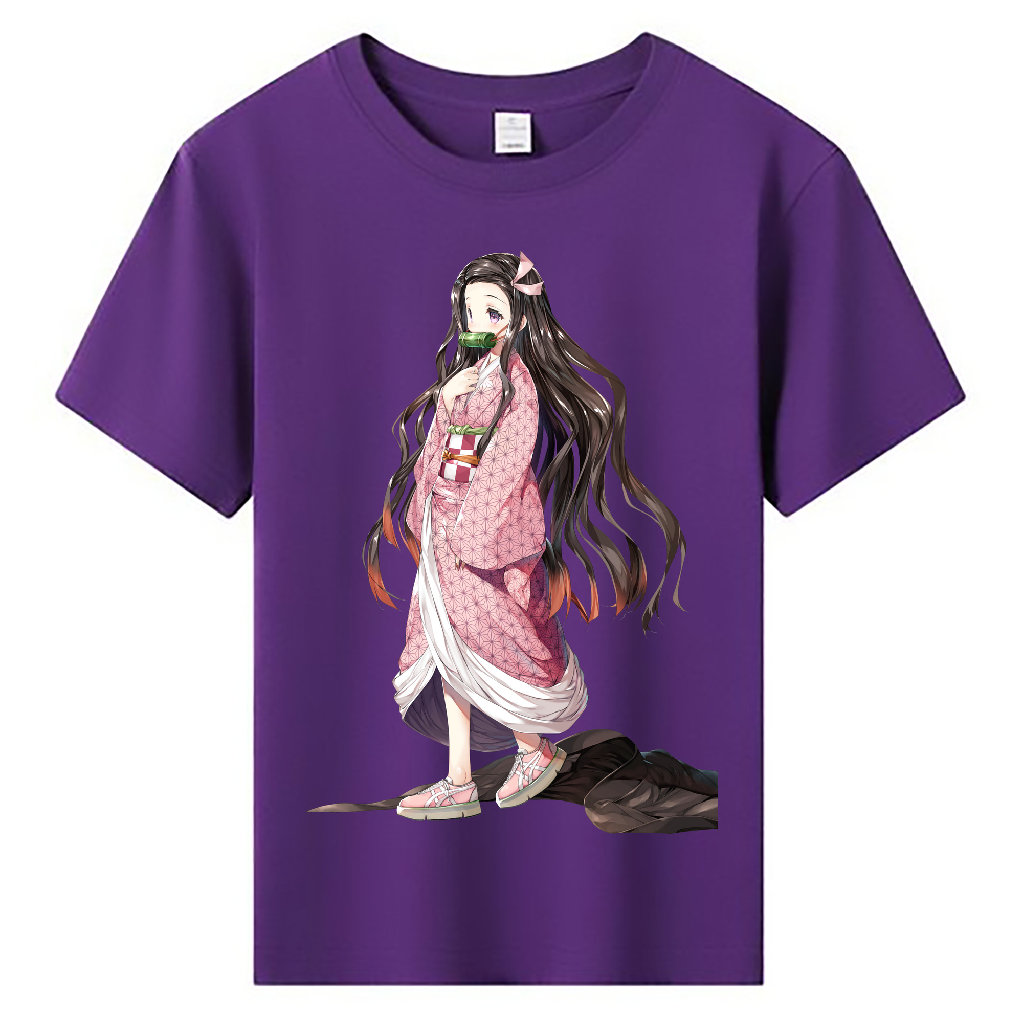 （画像用） 鬼滅の刃（きめつのやいば）竈門 禰󠄀豆子／かまど ねずこ Kamado Nezuko 綿100％キッズTシャツ（フロントプリント）