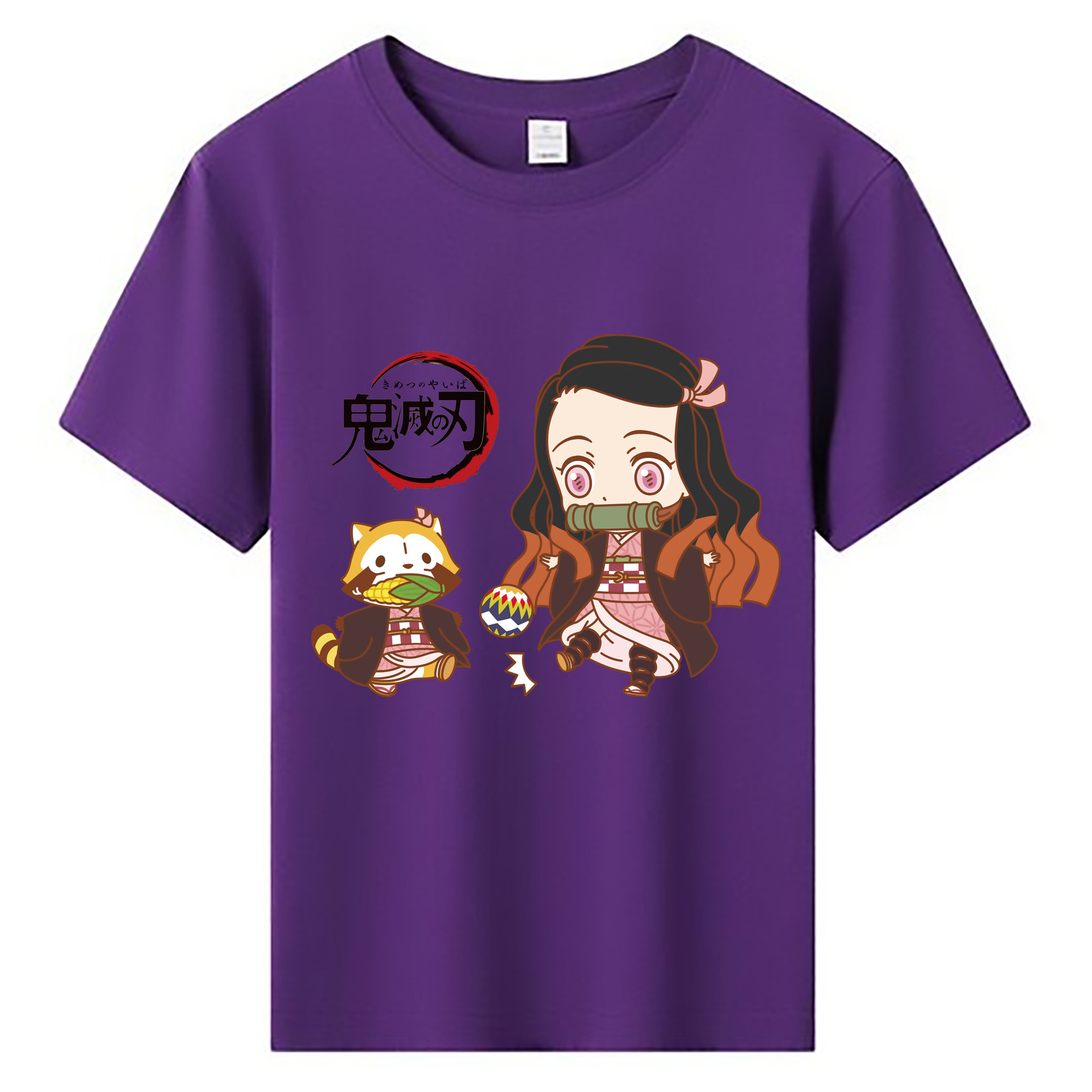 （画像用） 鬼滅の刃（きめつのやいば）竈門 禰󠄀豆子／かまど ねずこ Kamado Nezuko 綿100％キッズTシャツ（フロントプリント）
