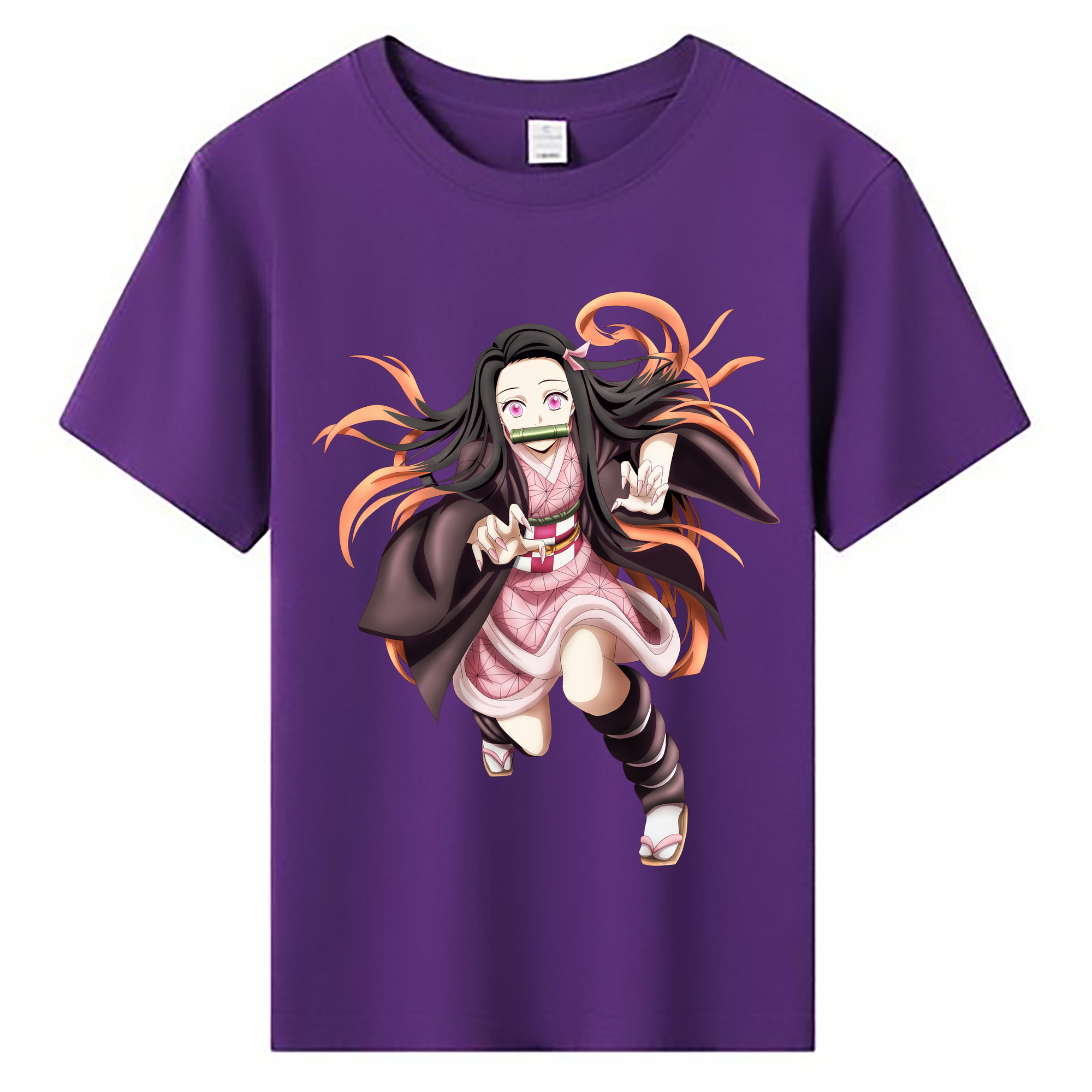 （画像用） 鬼滅の刃（きめつのやいば）竈門 禰󠄀豆子／かまど ねずこ Kamado Nezuko 綿100％キッズTシャツ（フロントプリント）