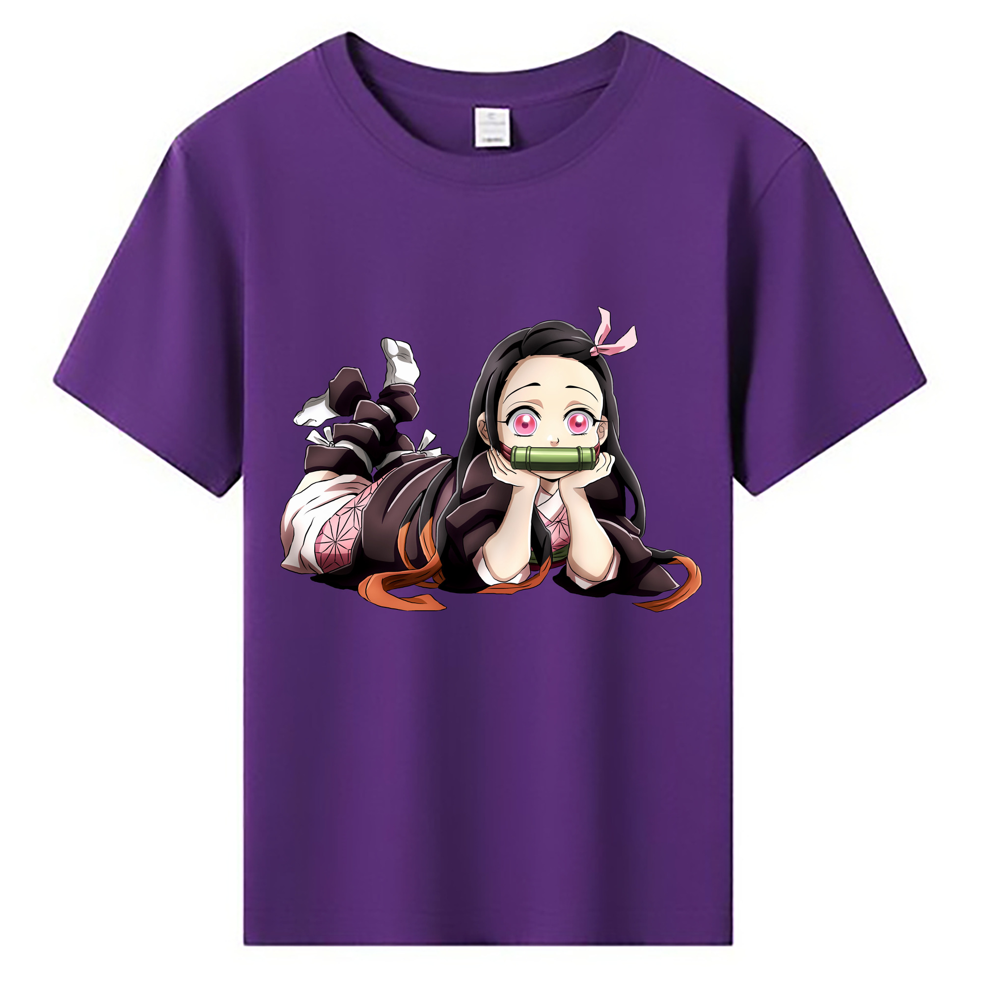 （画像用） 鬼滅の刃（きめつのやいば）竈門 禰󠄀豆子／かまど ねずこ Kamado Nezuko 綿100％キッズTシャツ（フロントプリント）
