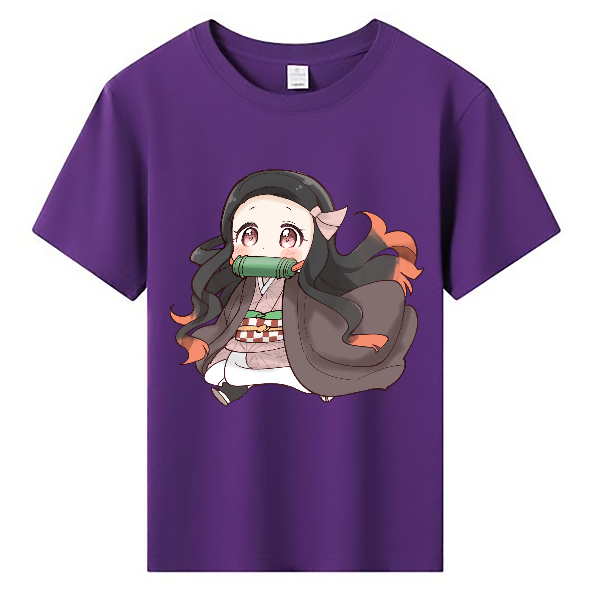 （画像用） 鬼滅の刃（きめつのやいば）竈門 禰󠄀豆子／かまど ねずこ Kamado Nezuko 綿100％キッズTシャツ（フロントプリント）