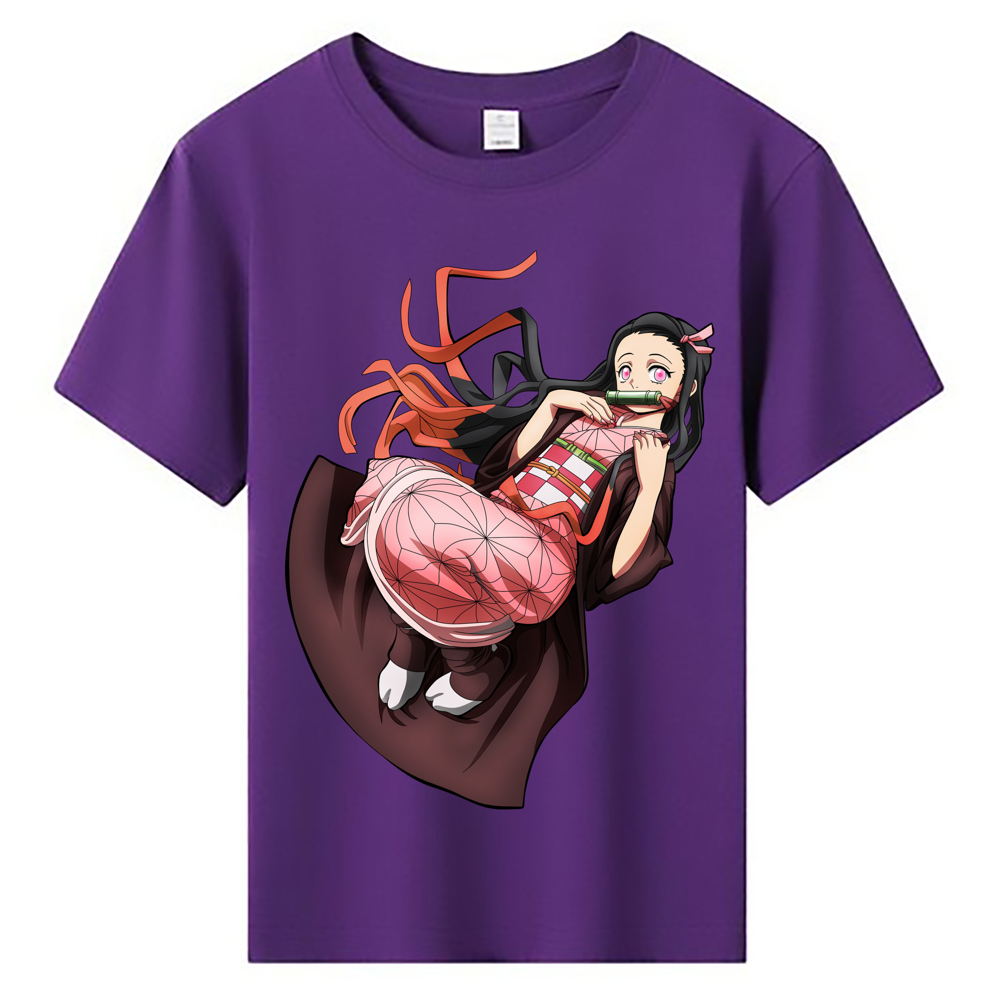 （画像用） 鬼滅の刃（きめつのやいば）竈門 禰󠄀豆子／かまど ねずこ Kamado Nezuko 綿100％キッズTシャツ（フロントプリント）