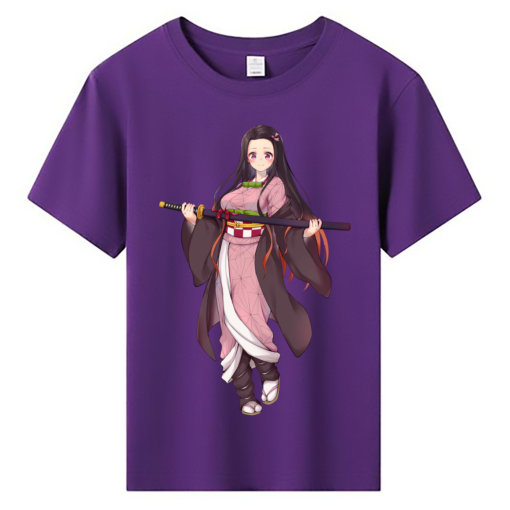 （画像用） 鬼滅の刃（きめつのやいば）竈門 禰󠄀豆子／かまど ねずこ Kamado Nezuko 綿100％キッズTシャツ（フロントプリント）