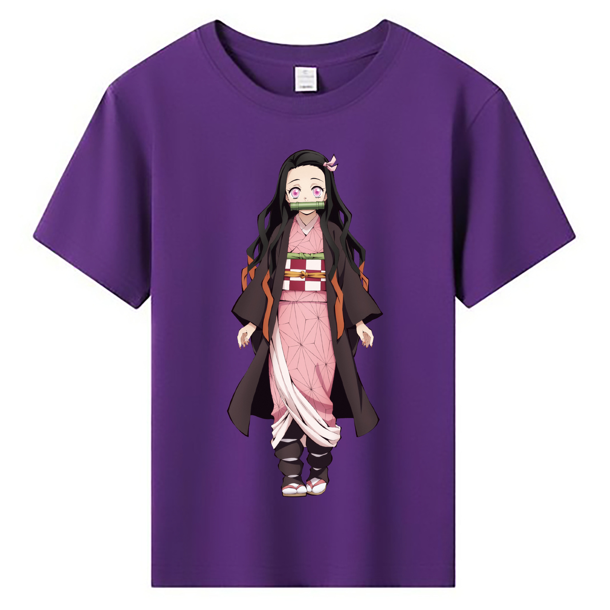 （画像用） 鬼滅の刃（きめつのやいば）竈門 禰󠄀豆子／かまど ねずこ Kamado Nezuko 綿100％キッズTシャツ（フロントプリント）
