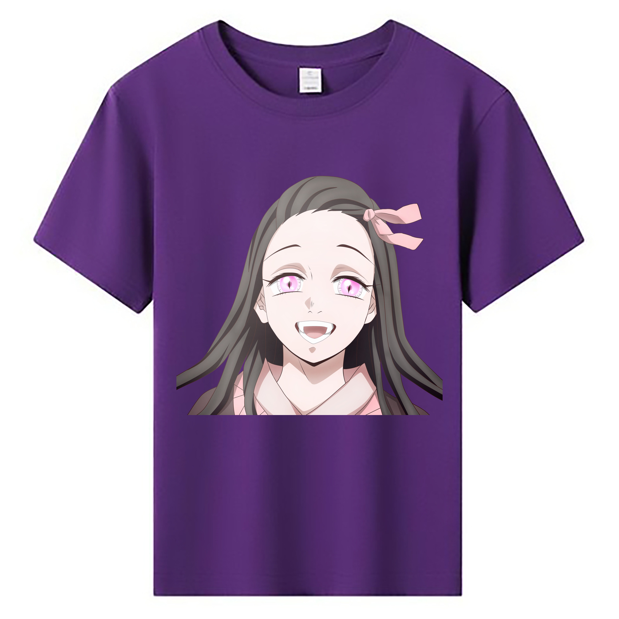 （画像用） 鬼滅の刃（きめつのやいば）竈門 禰󠄀豆子／かまど ねずこ Kamado Nezuko 綿100％キッズTシャツ（フロントプリント）
