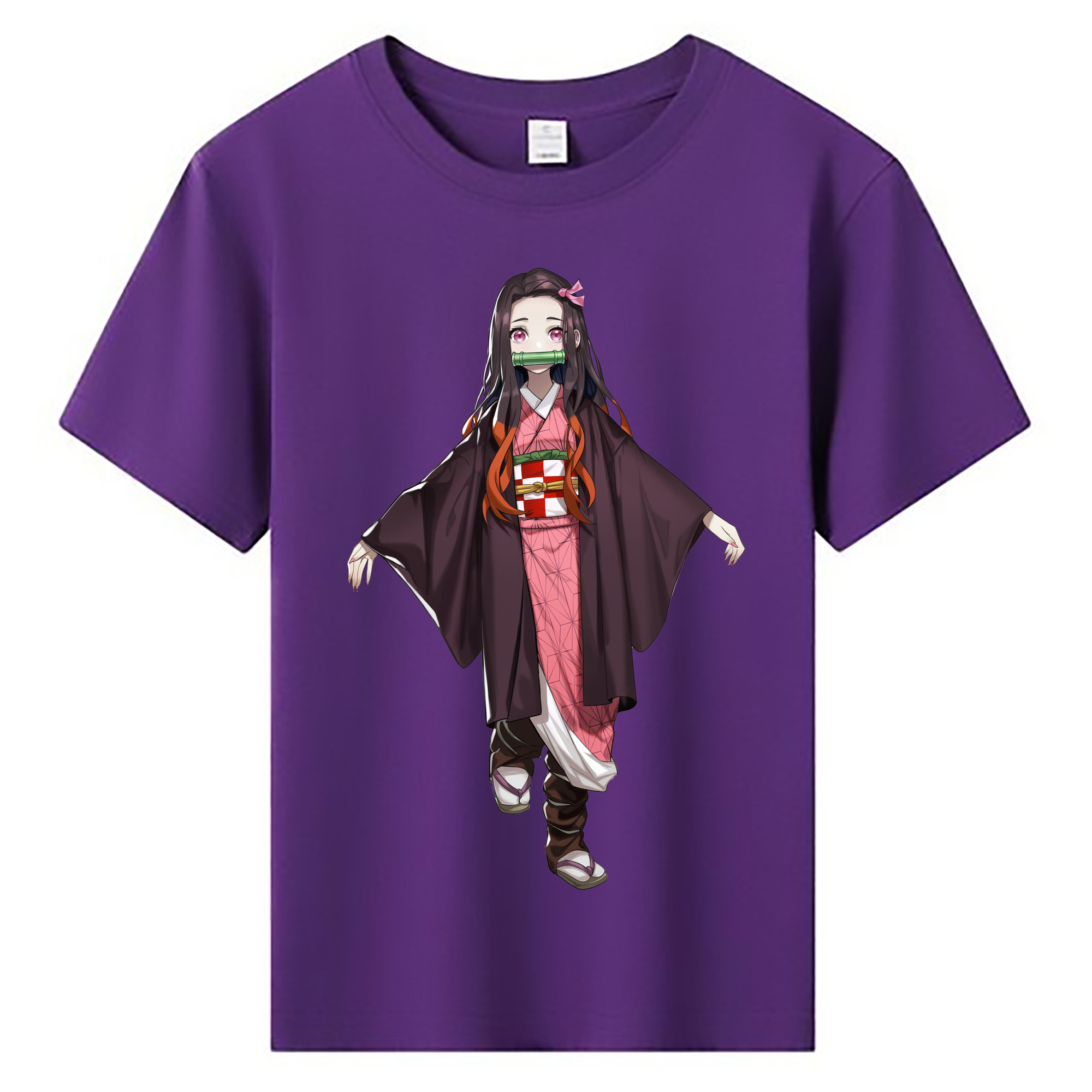 （画像用） 鬼滅の刃（きめつのやいば）竈門 禰󠄀豆子／かまど ねずこ Kamado Nezuko 綿100％キッズTシャツ（フロントプリント）