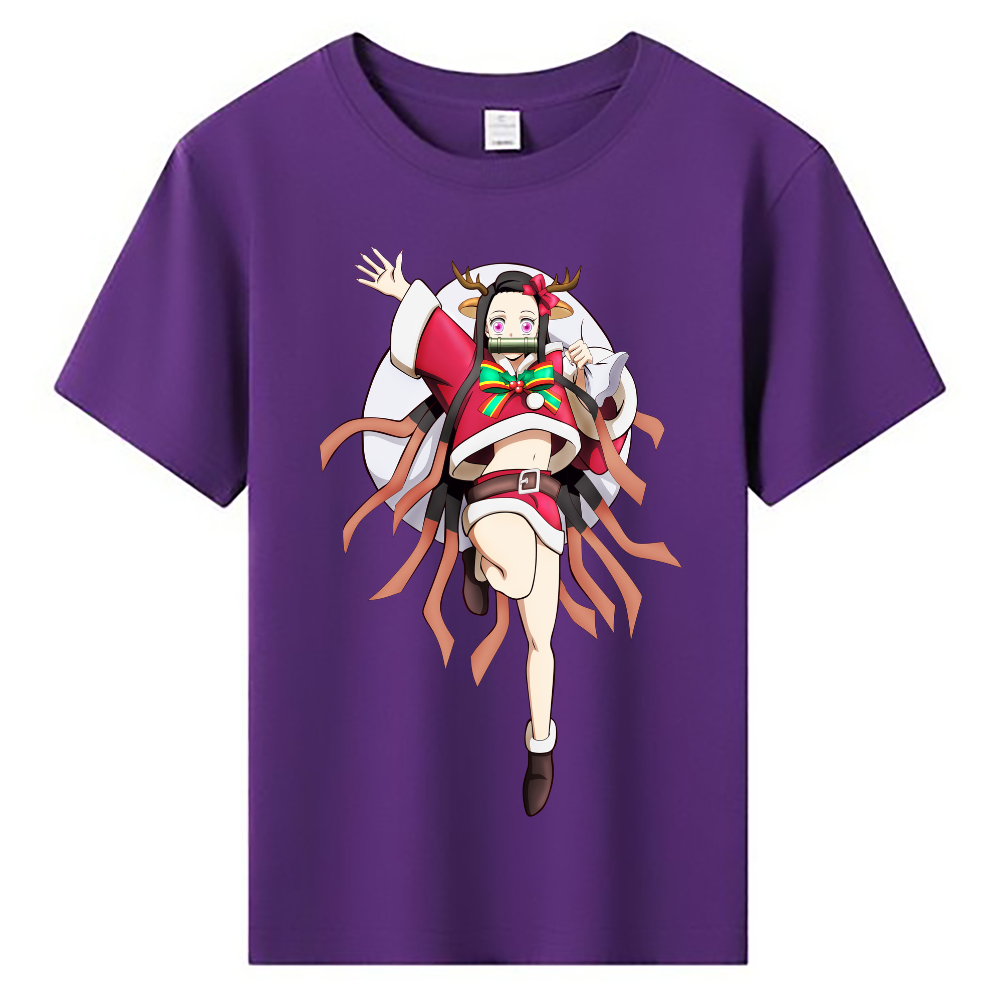 （画像用） 鬼滅の刃（きめつのやいば）竈門 禰󠄀豆子／かまど ねずこ Kamado Nezuko 綿100％キッズTシャツ（フロントプリント）
