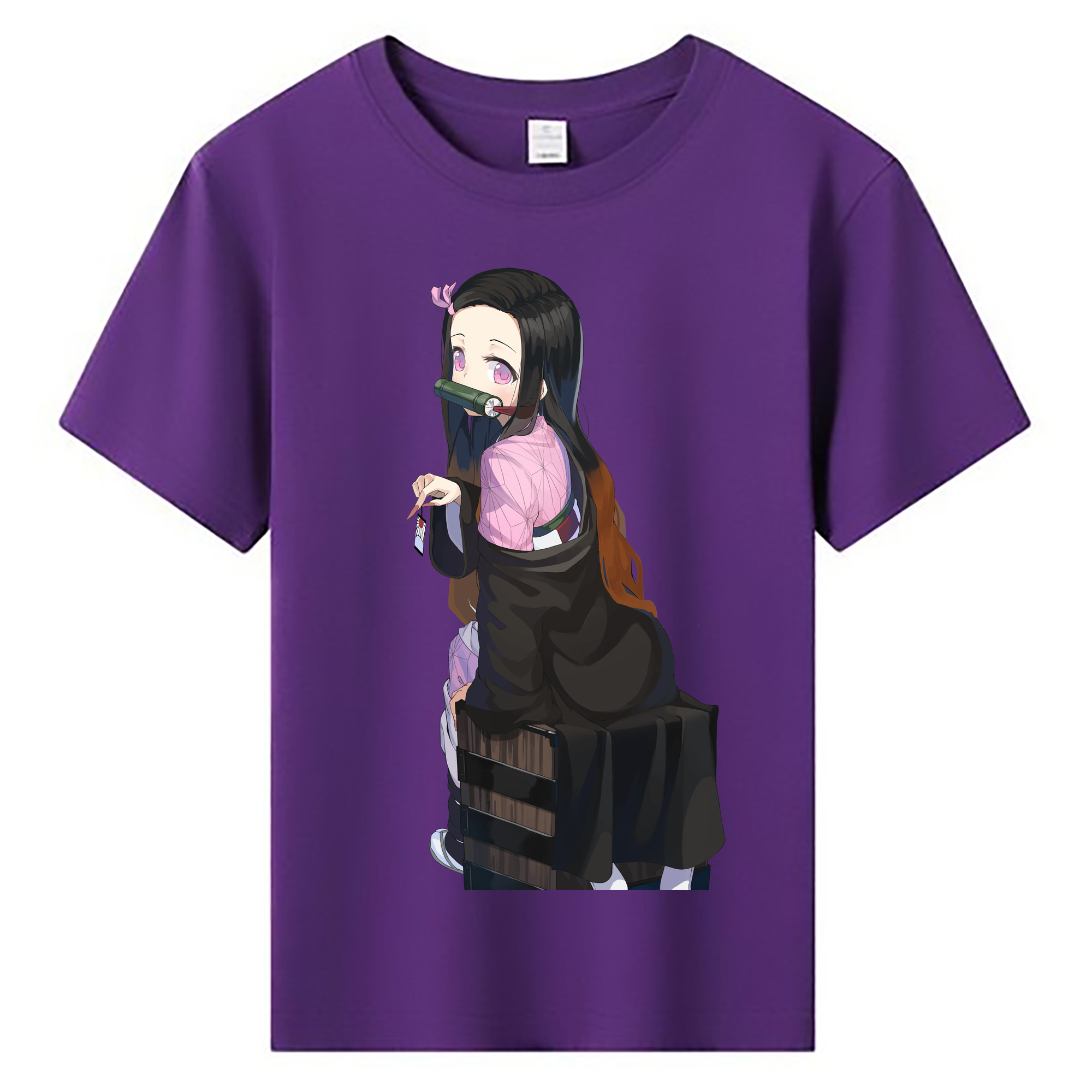 （画像用） 鬼滅の刃（きめつのやいば）竈門 禰󠄀豆子／かまど ねずこ Kamado Nezuko 綿100％キッズTシャツ（フロントプリント）