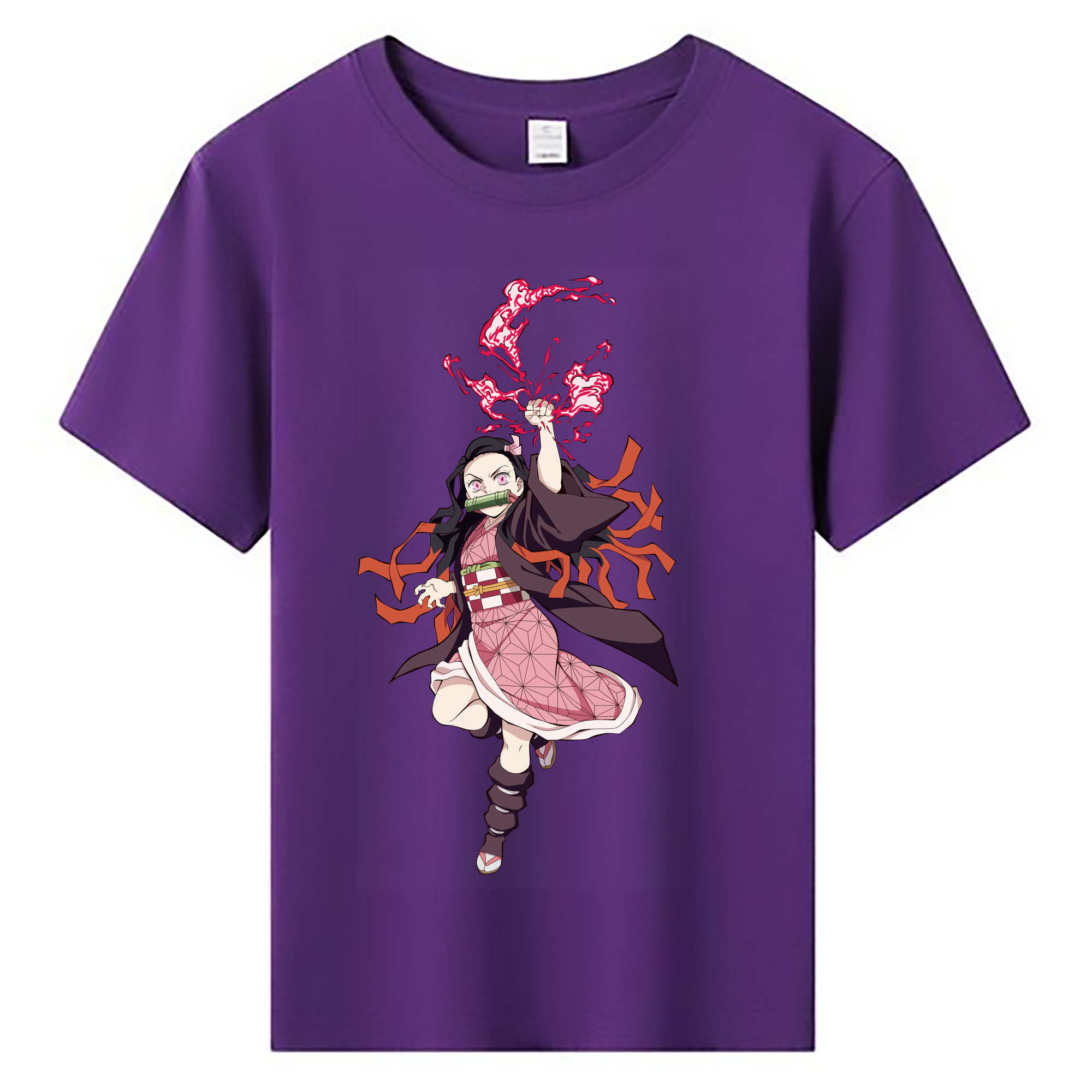 （画像用） 鬼滅の刃（きめつのやいば）竈門 禰󠄀豆子／かまど ねずこ Kamado Nezuko 綿100％キッズTシャツ（フロントプリント）
