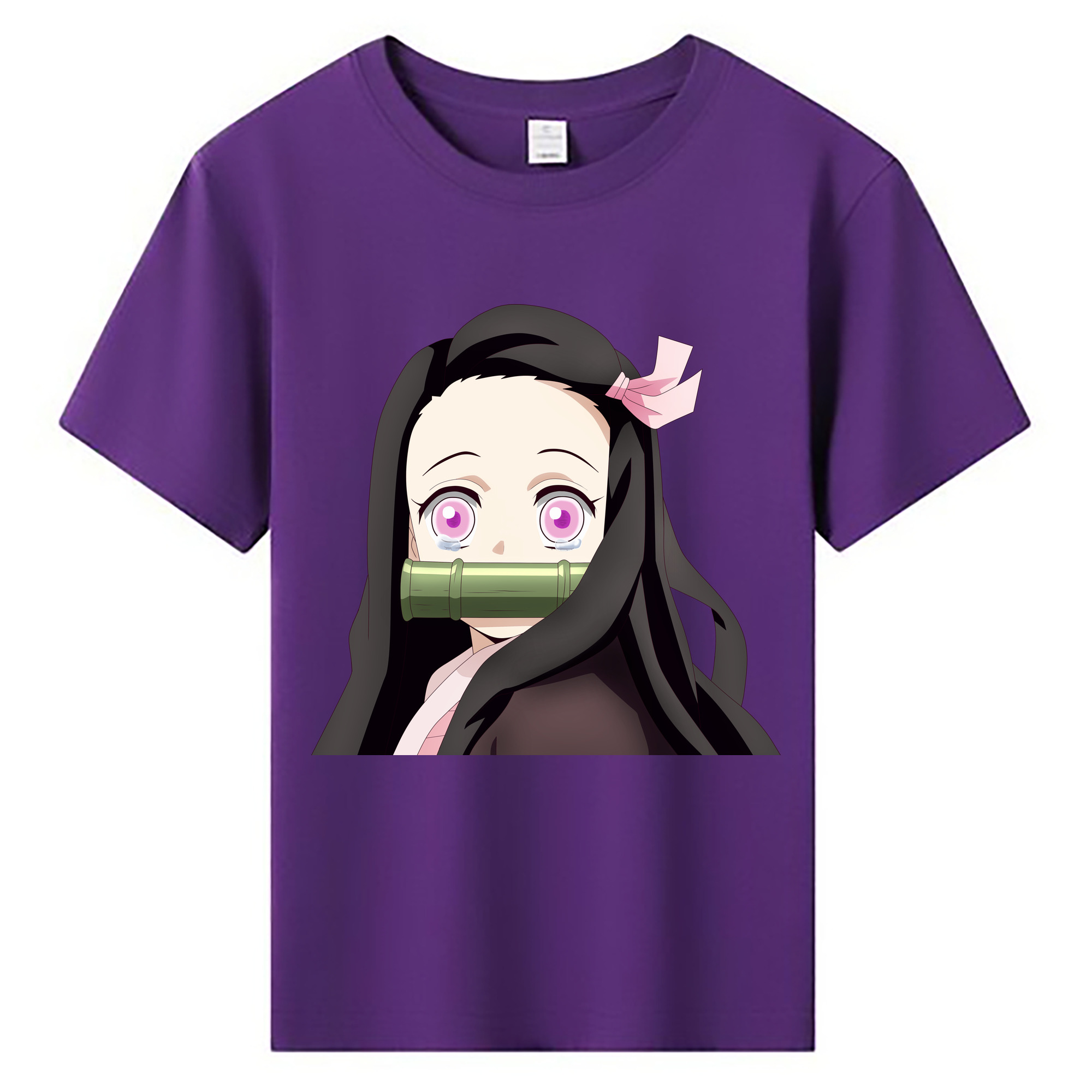 （画像用） 鬼滅の刃（きめつのやいば）竈門 禰󠄀豆子／かまど ねずこ Kamado Nezuko 綿100％キッズTシャツ（フロントプリント）