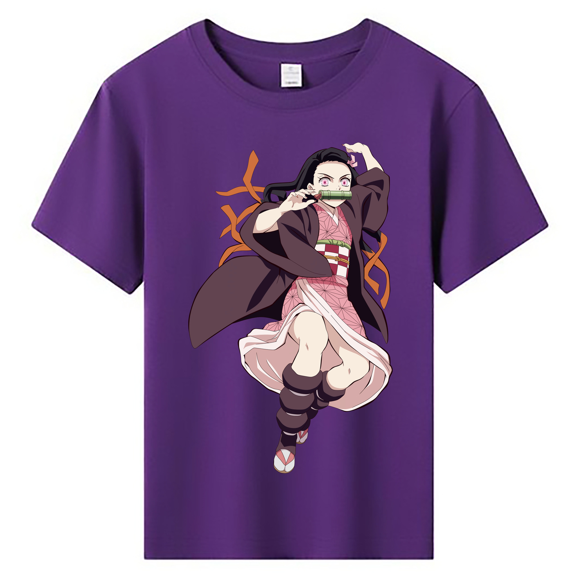 （画像用） 鬼滅の刃（きめつのやいば）竈門 禰󠄀豆子／かまど ねずこ Kamado Nezuko 綿100％キッズTシャツ（フロントプリント）