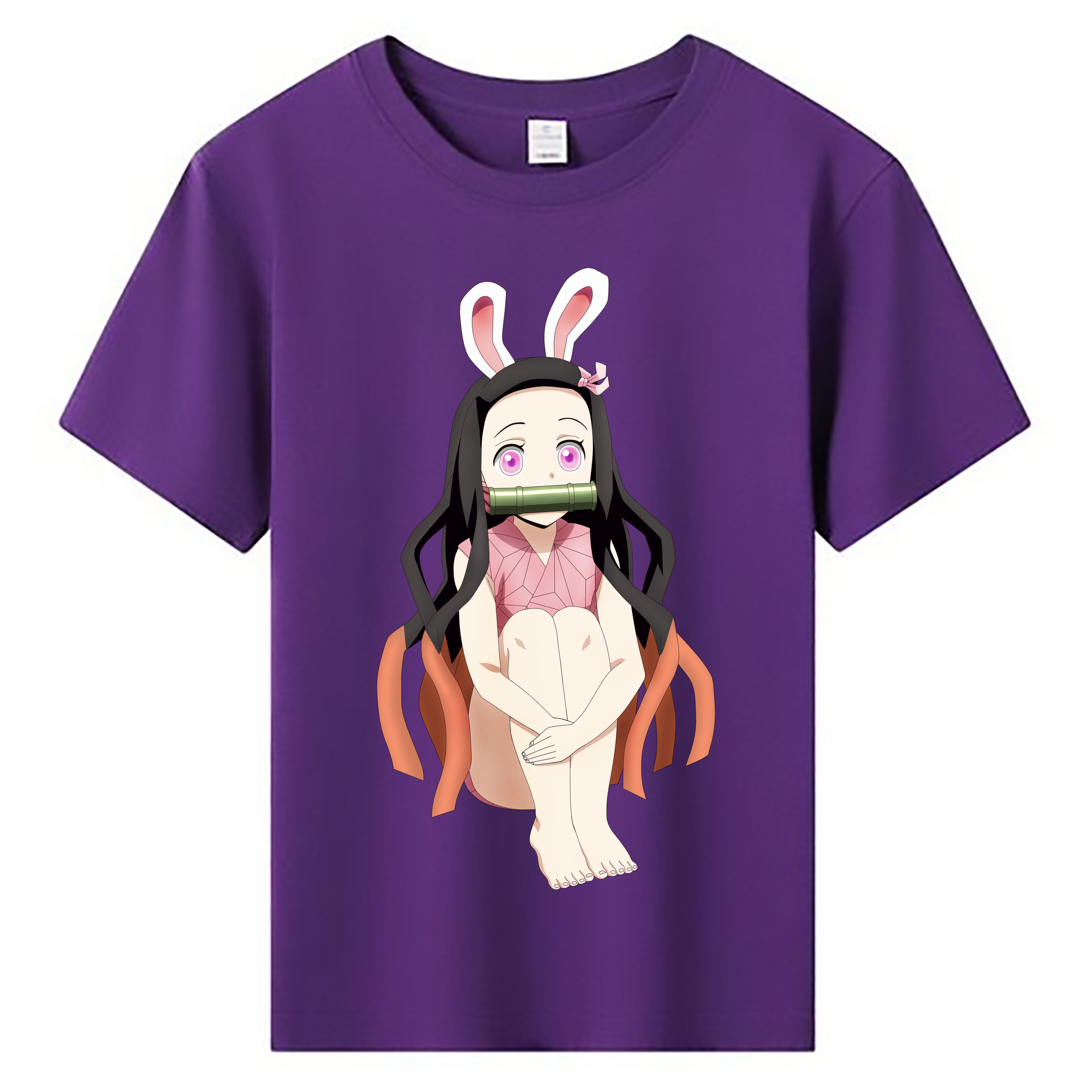 （画像用） 鬼滅の刃（きめつのやいば）竈門 禰󠄀豆子／かまど ねずこ Kamado Nezuko 綿100％キッズTシャツ（フロントプリント）