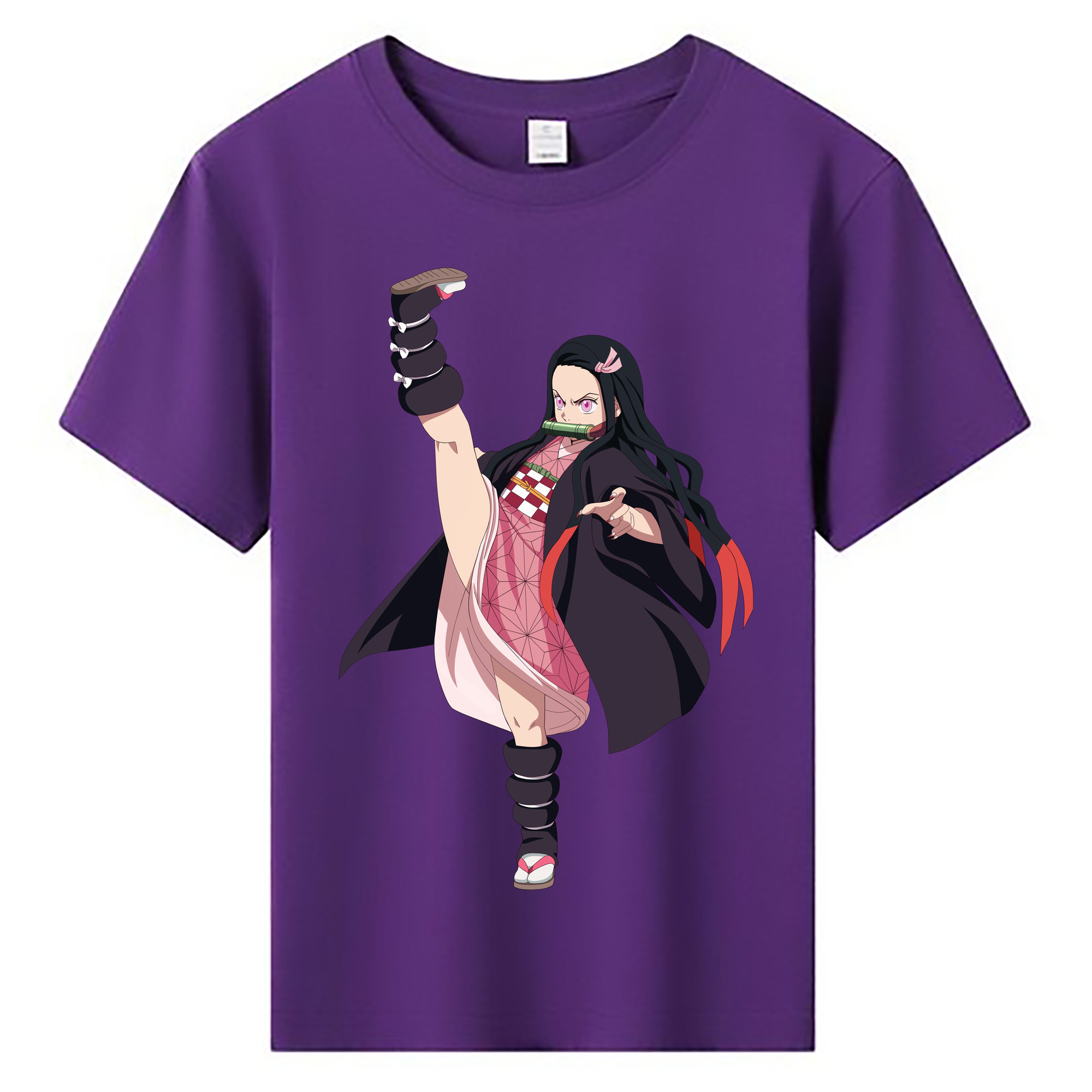 （画像用） 鬼滅の刃（きめつのやいば）竈門 禰󠄀豆子／かまど ねずこ Kamado Nezuko 綿100％キッズTシャツ（フロントプリント）